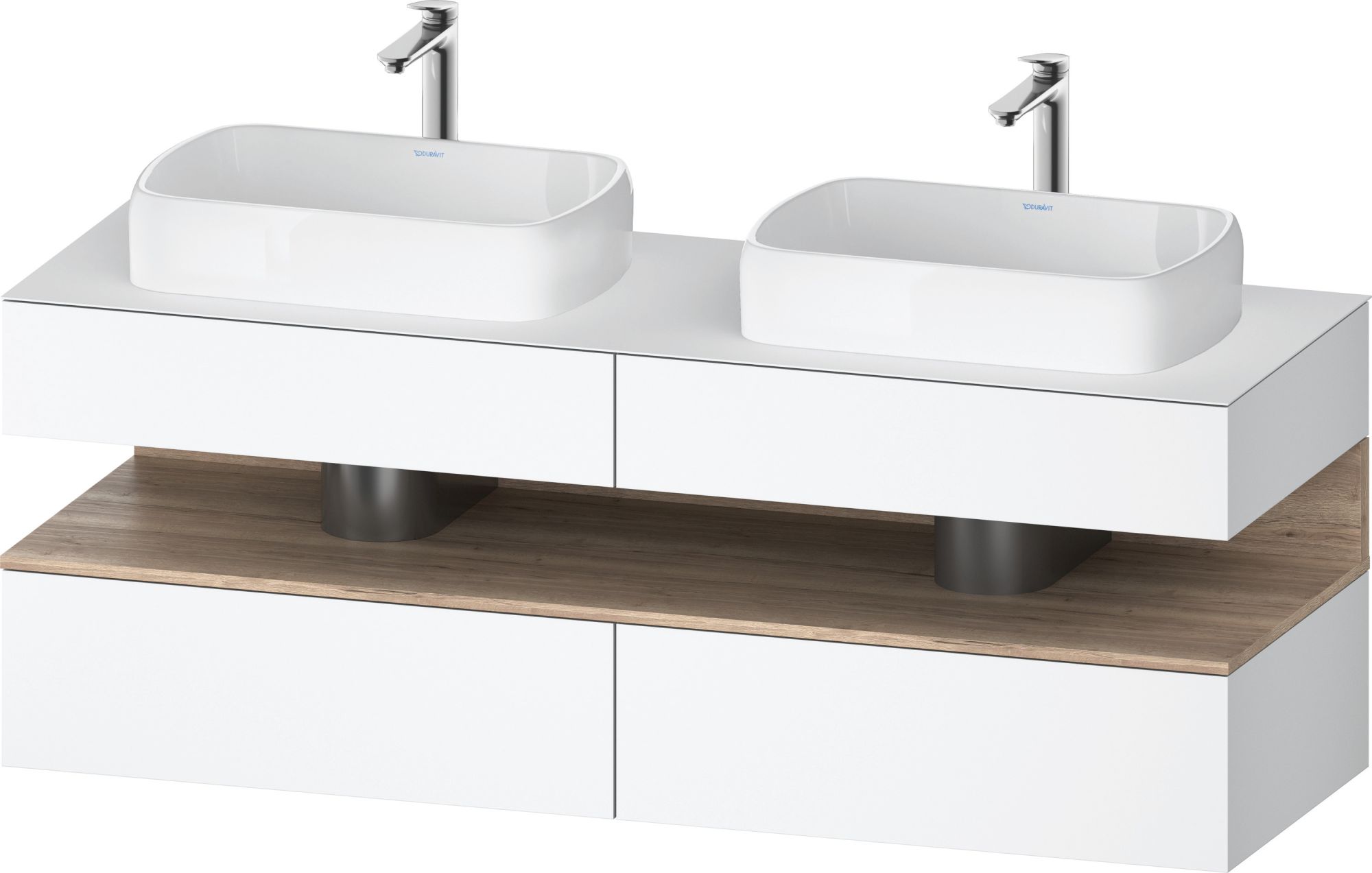 Duravit Qatego skrinka 160x55x60 cm závesná kúpeľňová skrinka pod umývadlo biela-dub QA4779055180010