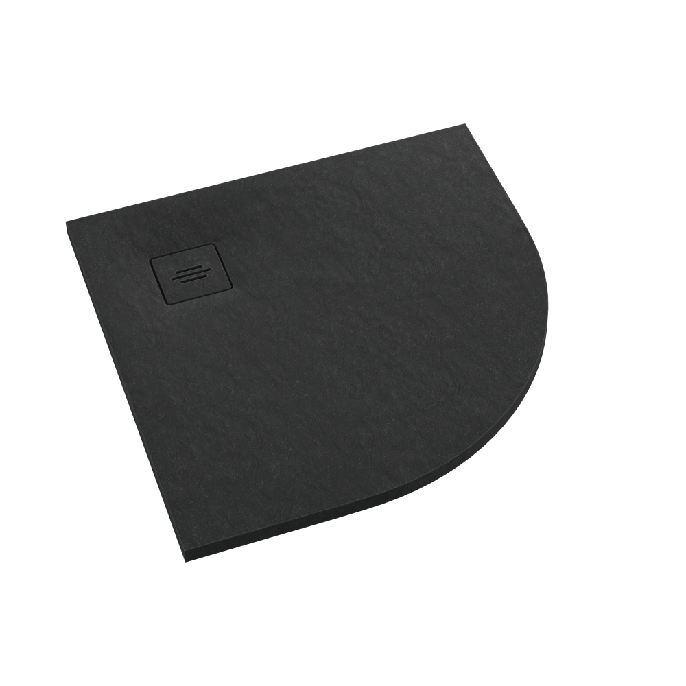 Schedline Protos Black Stone polkruhová sprchová vanička 90x90 cm čierna 3SP.P1O-9090/C/ST-M1/C/ST