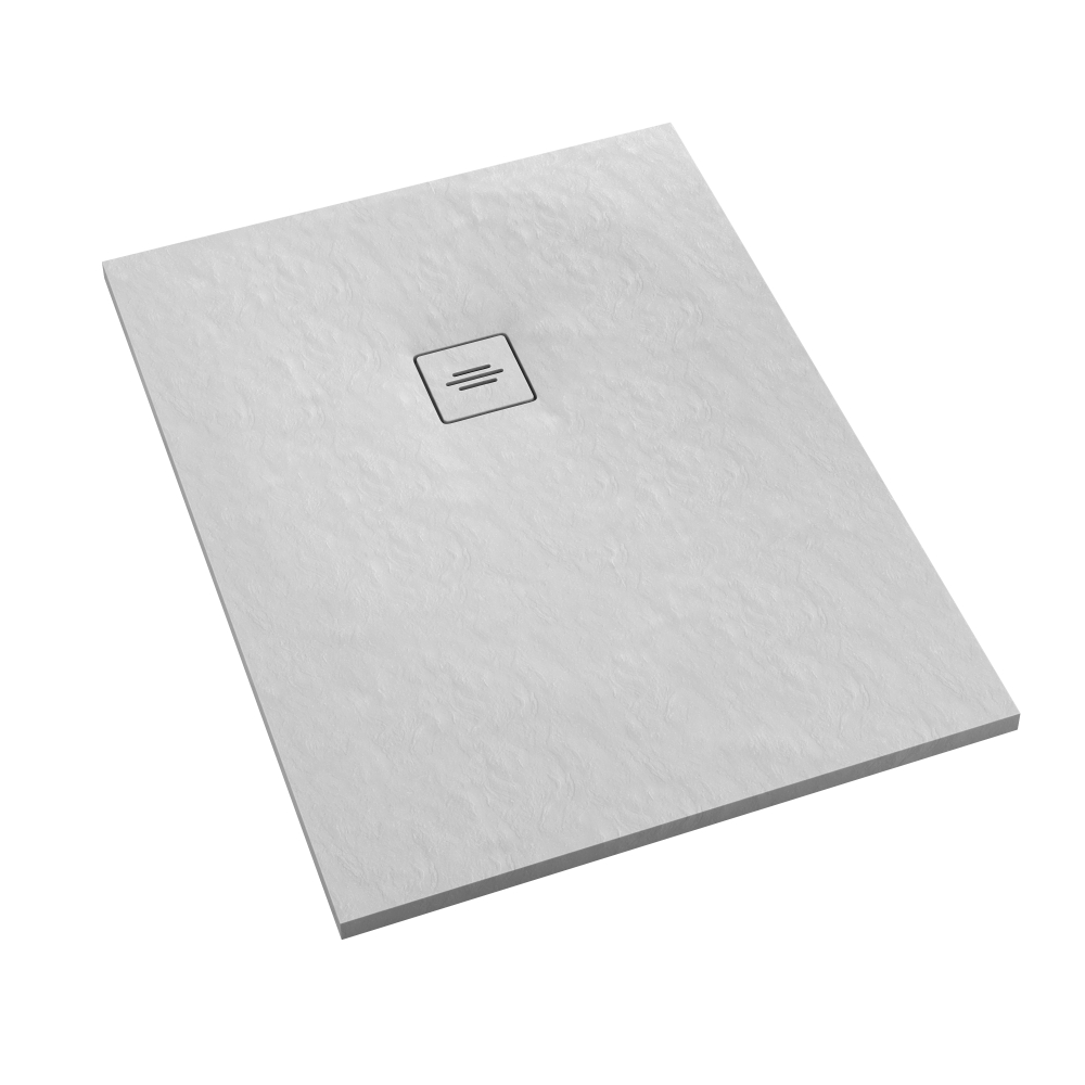 Schedline Protos White Stone obdĺžniková sprchová vanička + mriežka 100x80 cm biela 3SP.P1P-80100/B/ST-M1/B/ST