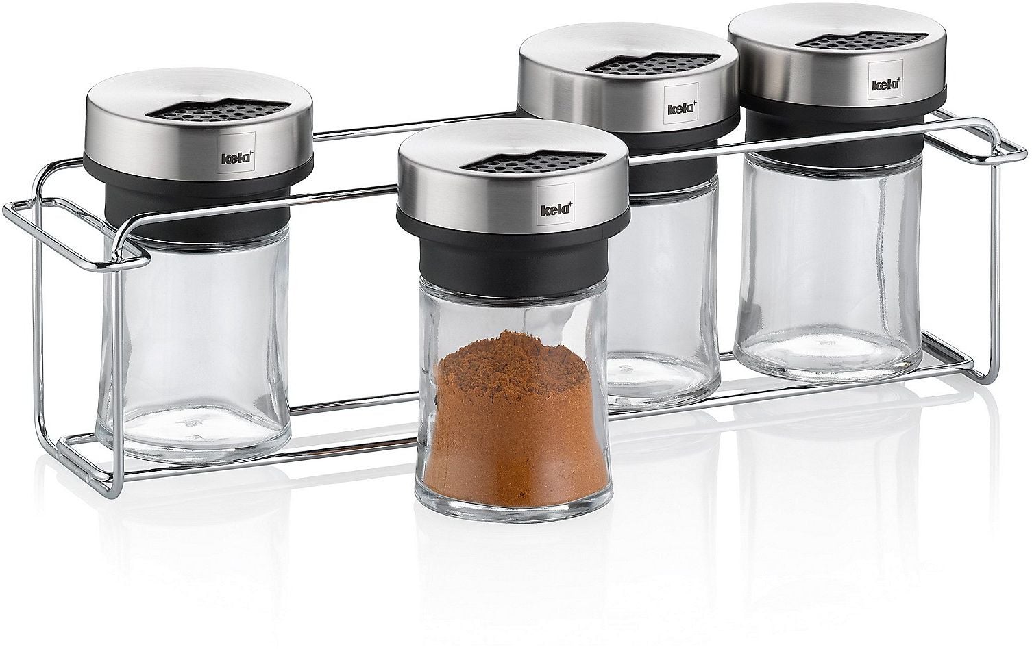 Kela Miko stojan na príslušenstvo 28x7x10 cm transparentná-čierna-oceľová 11613