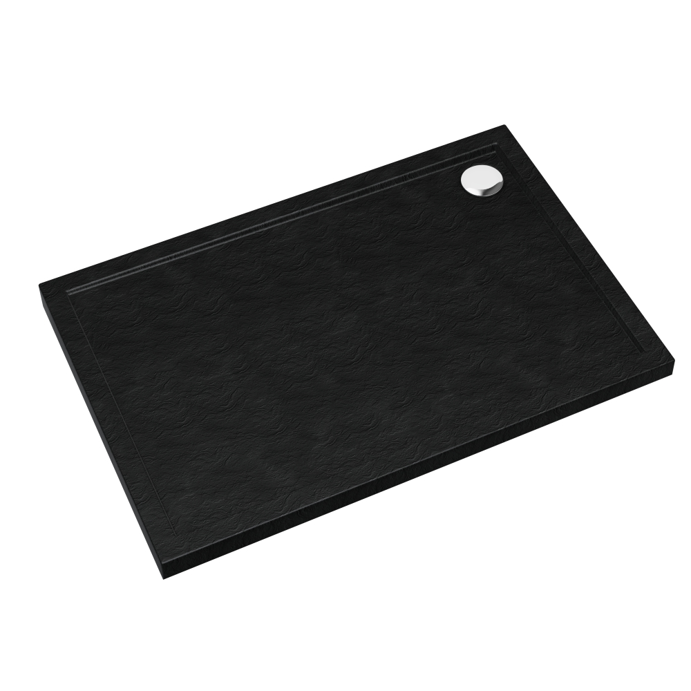Schedline Sharper Black Stone obdĺžniková sprchová vanička 100x80 cm čierna 3S.S1P-80100/C/ST