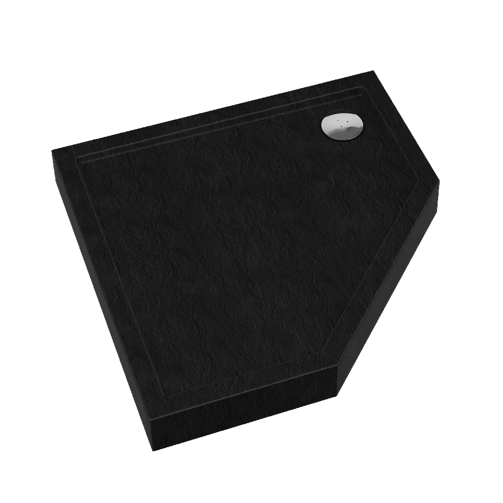 Schedline Cameron Black Stone päťuholníková sprchová vanička 90x90 cm čierna 3ST.C1PK-9090/C/ST