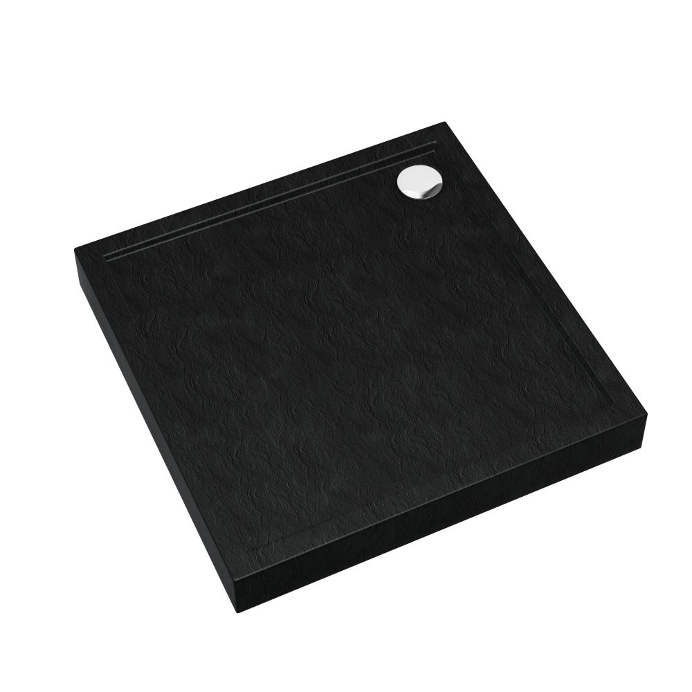 Schedline Cameron Black Stone štvorcová sprchová vanička 90x90 cm čierna 3ST.C1K-9090/C/ST
