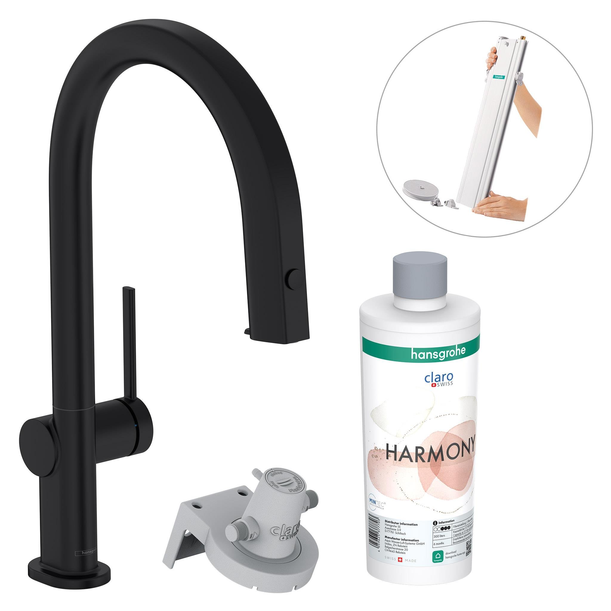 Hansgrohe Aqittura M91 kuchynská batéria s filtrom stojaca čierna 76800670