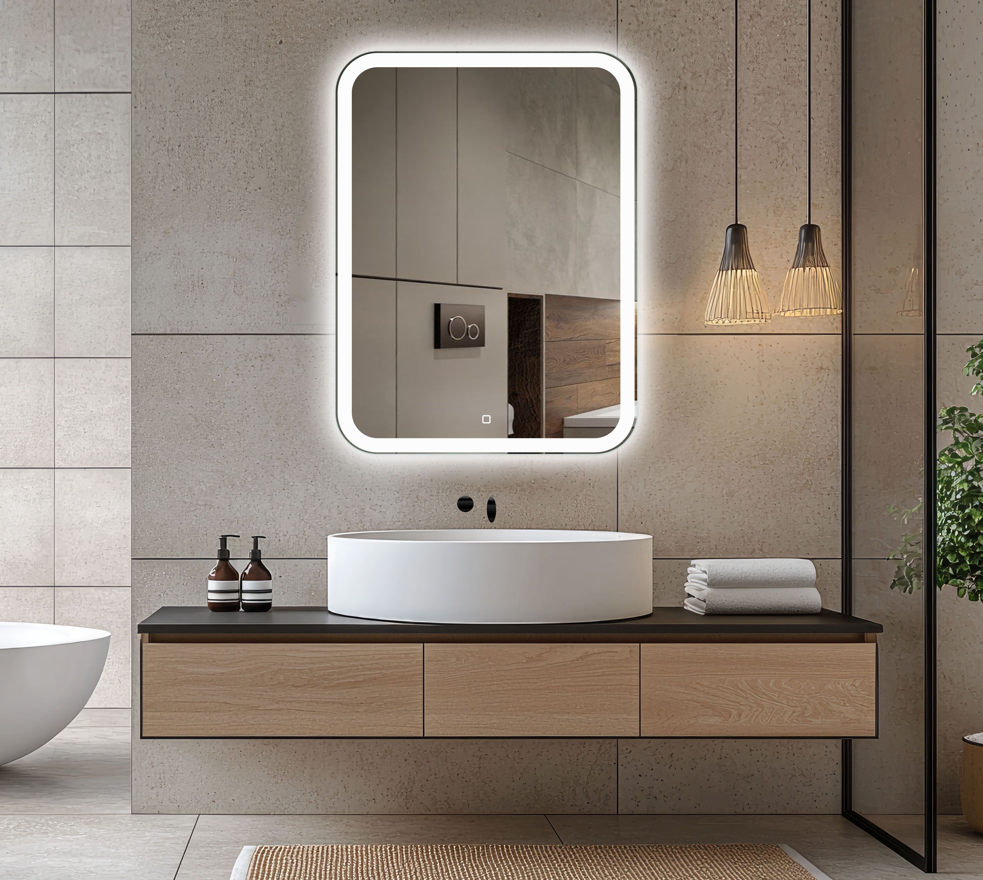 Venti Prima zrkadlo 60x80 cm odĺžnikový s osvetlením strieborná 5907722357915
