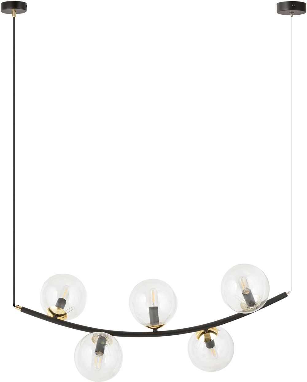 Emibig Ritz závesné svietidlo 5x10 W čierna-priehľadná 1296/5