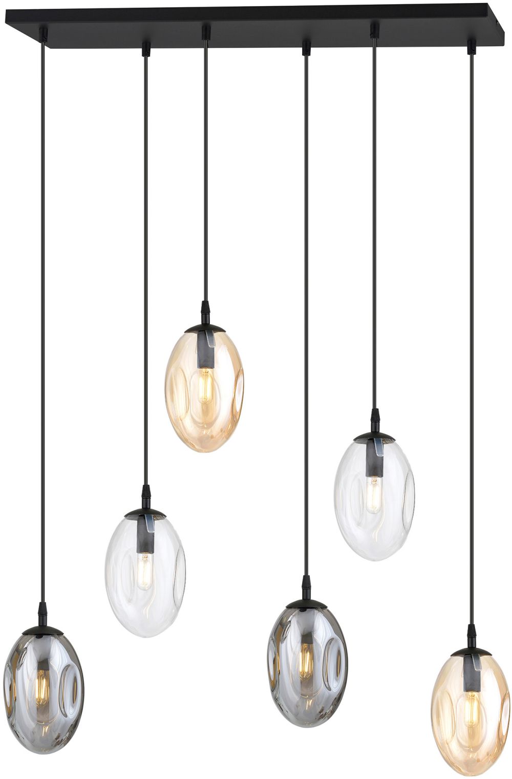 Emibig Astral závesné svietidlo 6x10 W čierna-priehľadná-dymová 1268/6M1