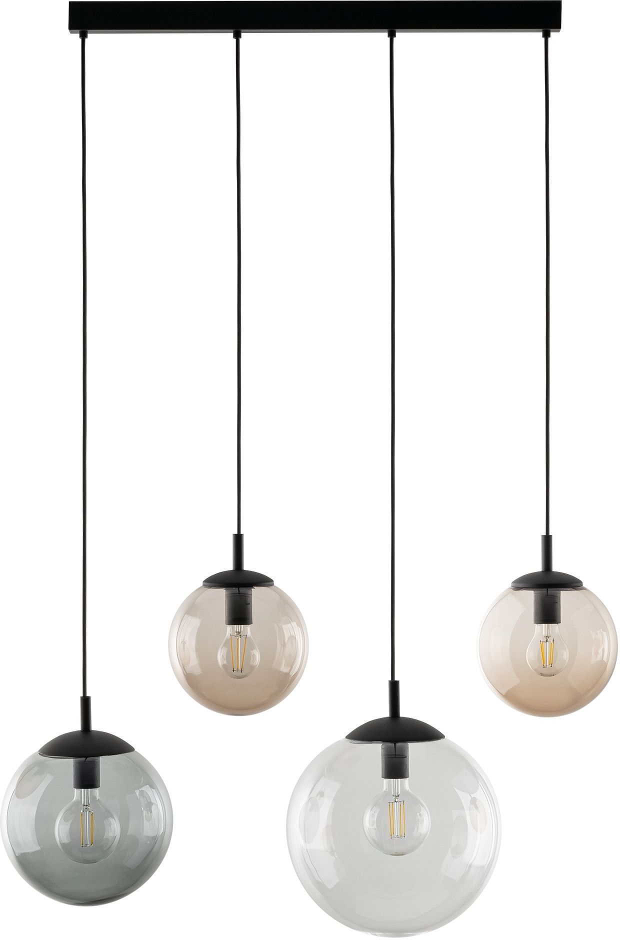 TK Lighting Esme závesné svietidlo 4x15 W čierna-priehľadná-opálová-grafitová 4795
