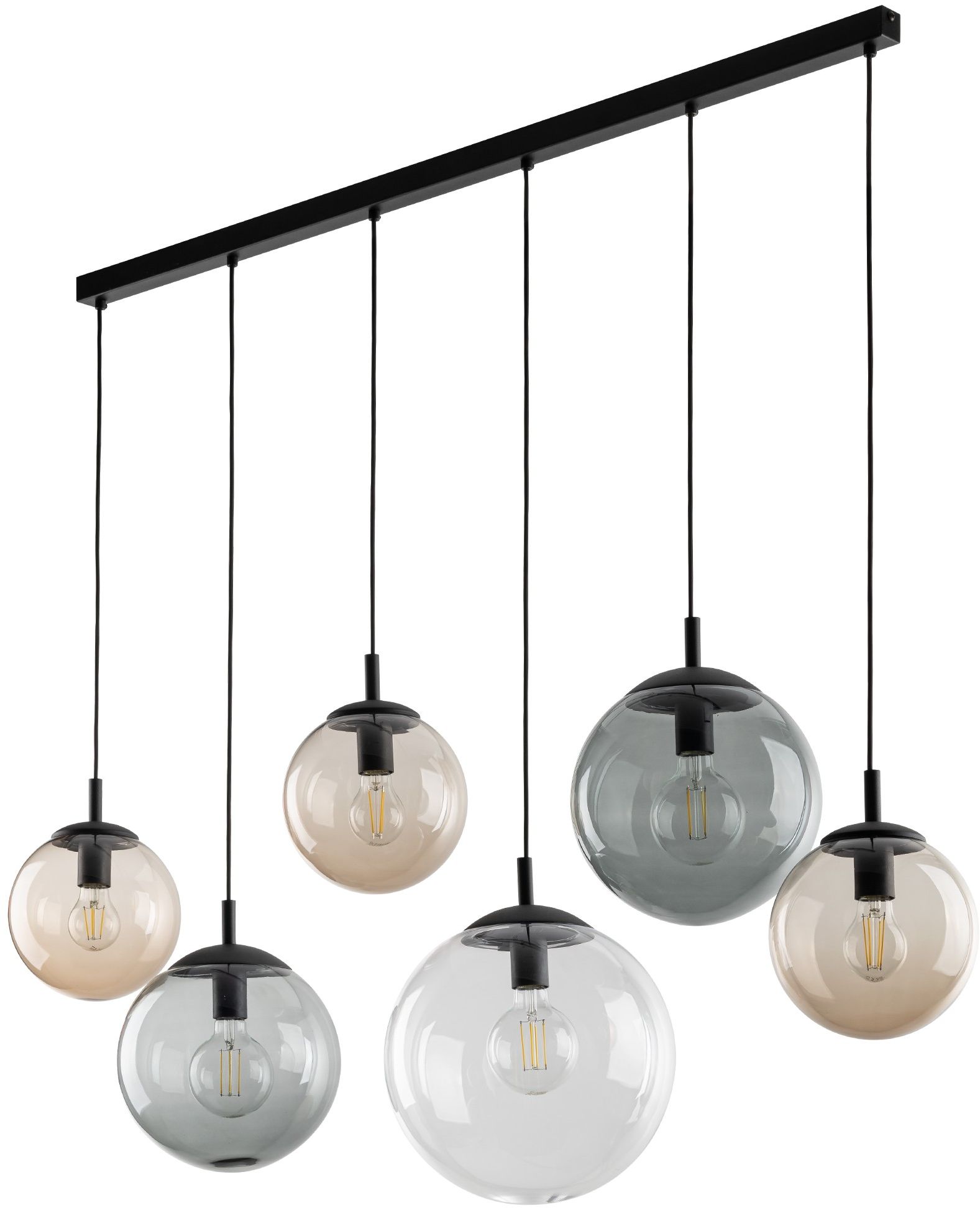 TK Lighting Esme závesné svietidlo 6x15 W čierna-priehľadná-opálová-grafitová 4797