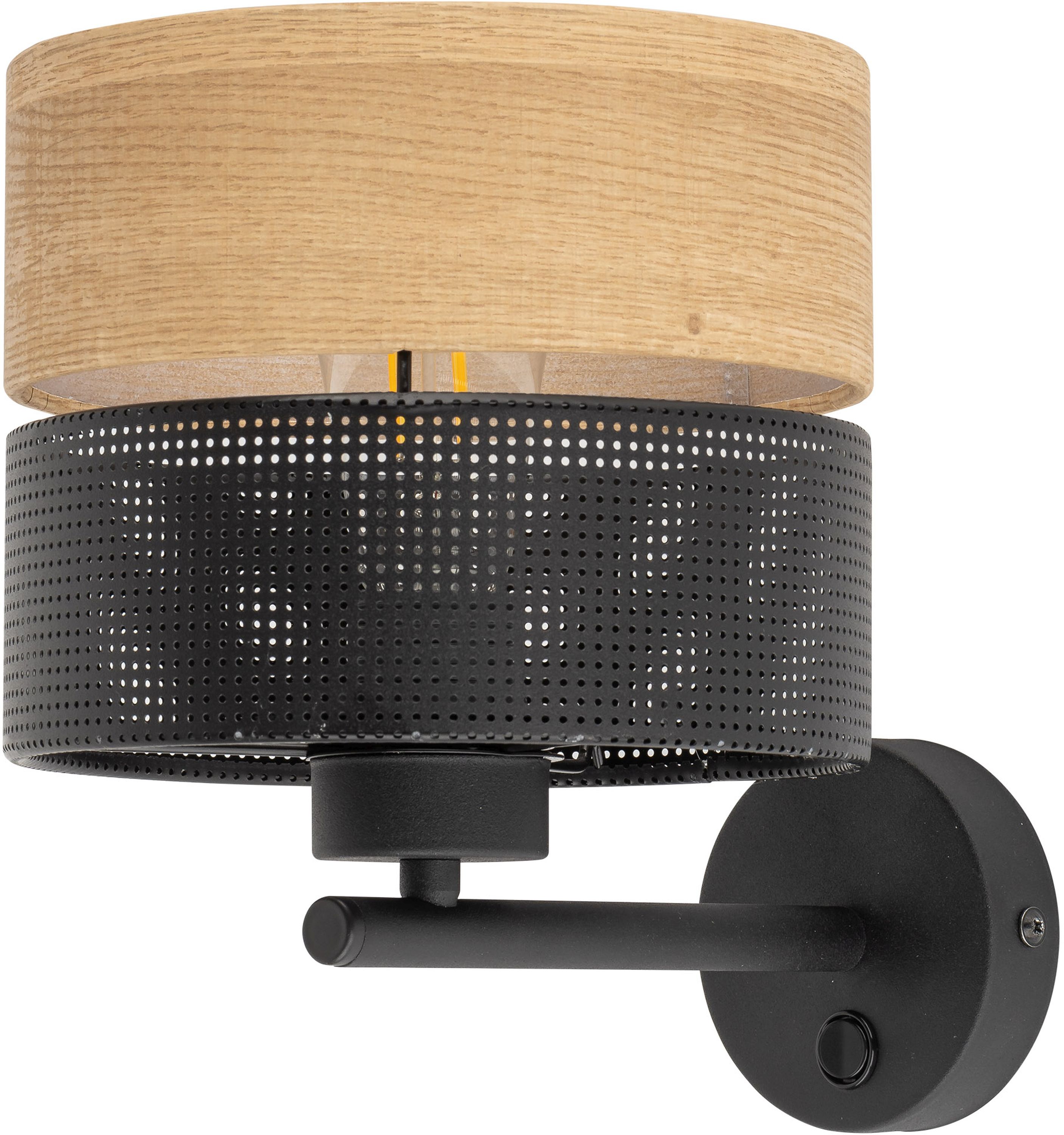 TK Lighting Nicol nástenná lampa 1x15 W čierna-drevená 6539