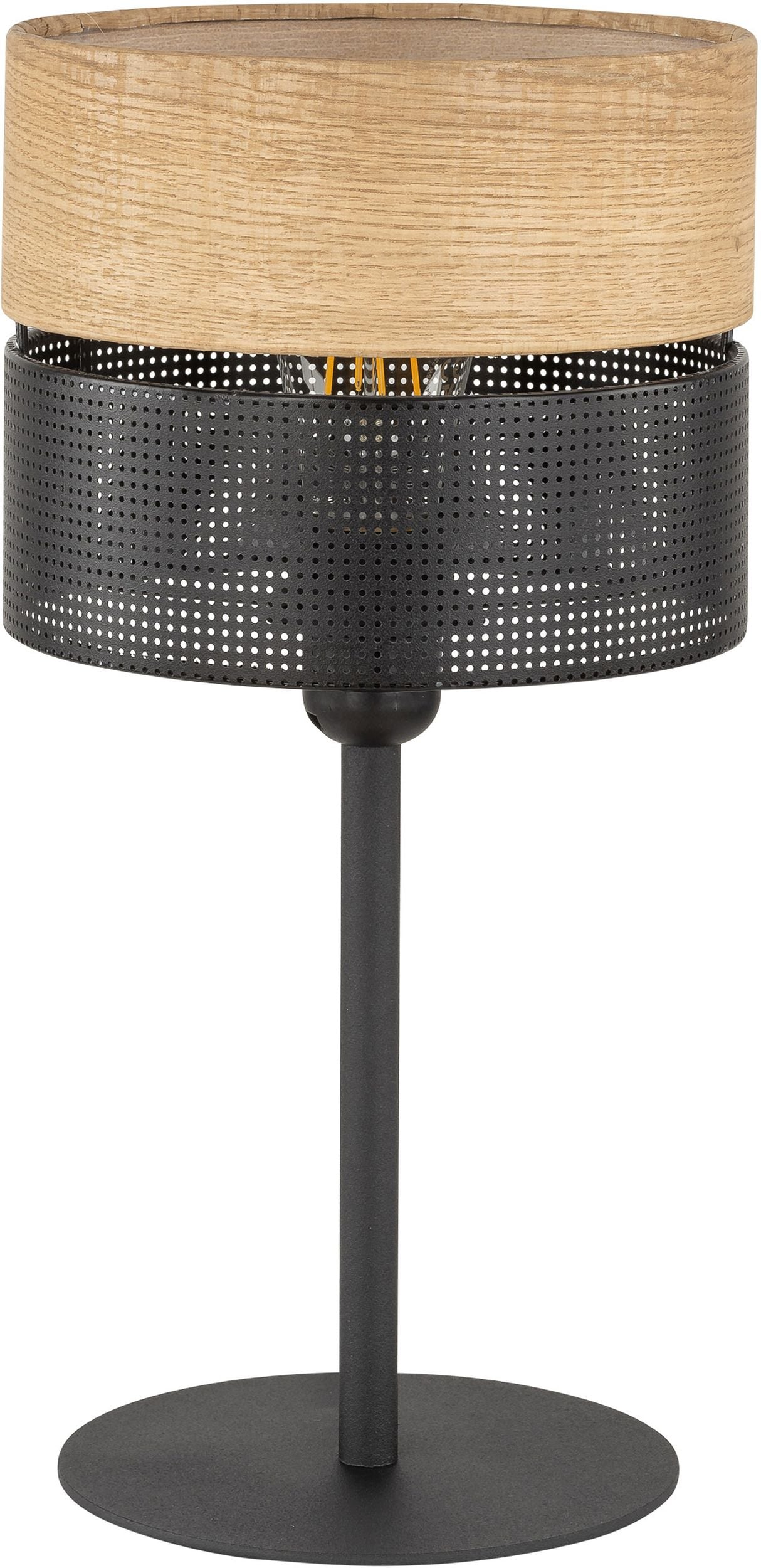 TK Lighting Nicol stolová lampa 1x15 W čierna-dreva 5124