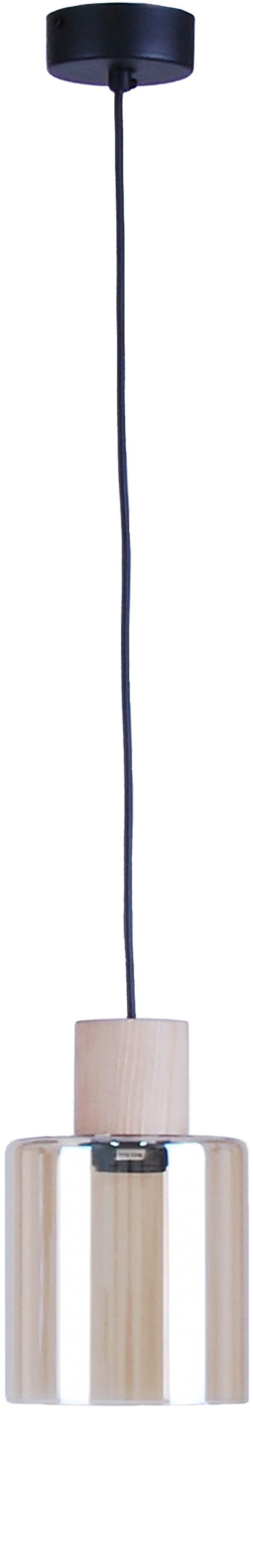 TK Lighting Orson závesné svietidlo 1x15 W čierna-drevená-jantárová 4550