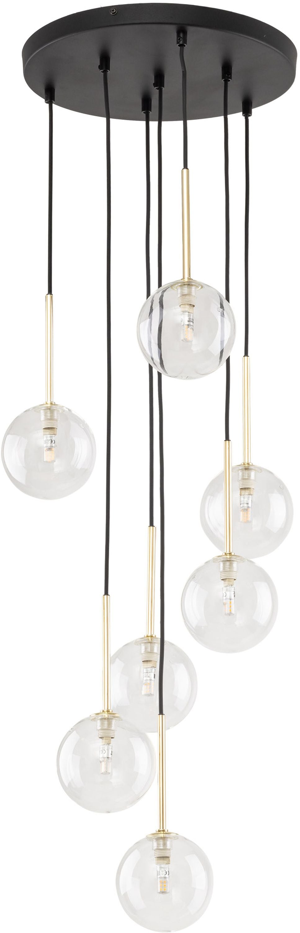 TK Lighting Nilos závesné svietidlo x6 W čierna-priehľadná-zlatá 5362