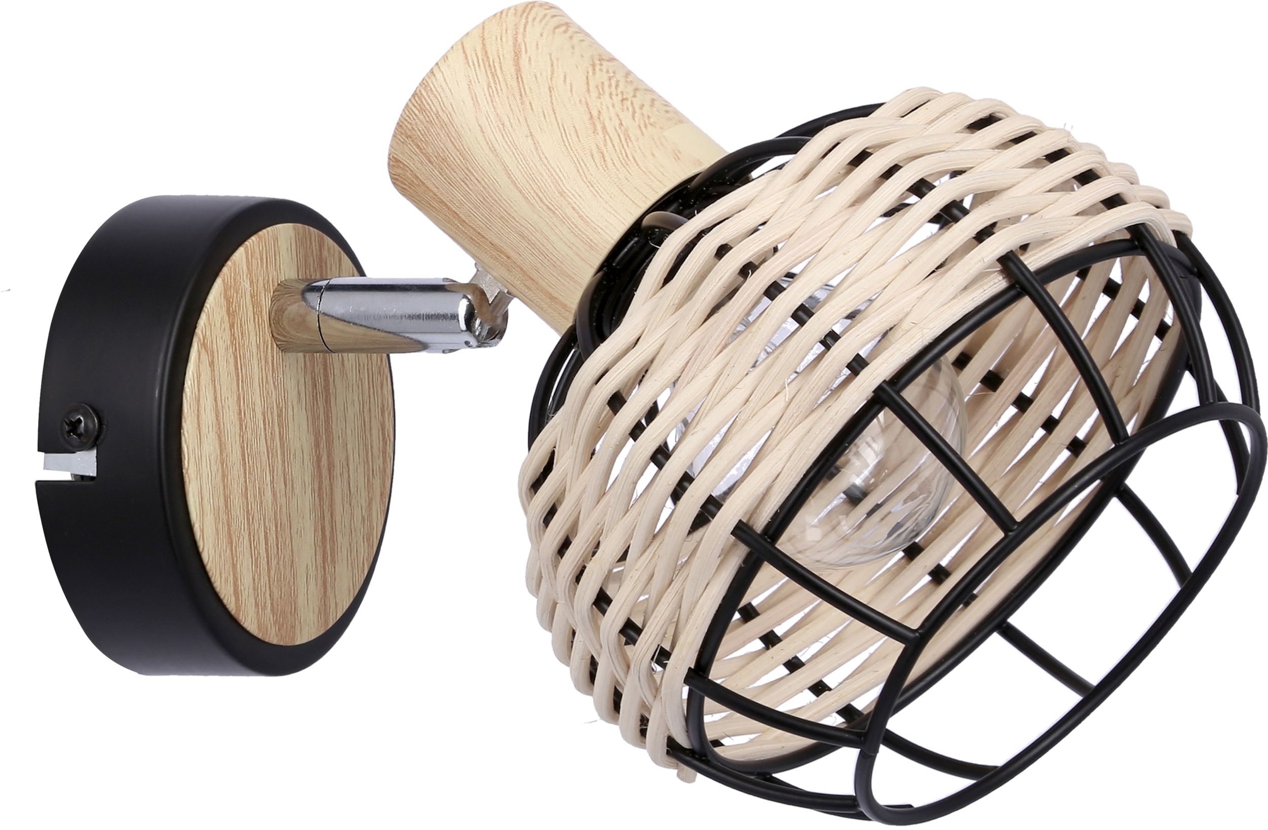 Candellux Tajga nástenná lampa 1x40 W čierna-drevená 91-12197