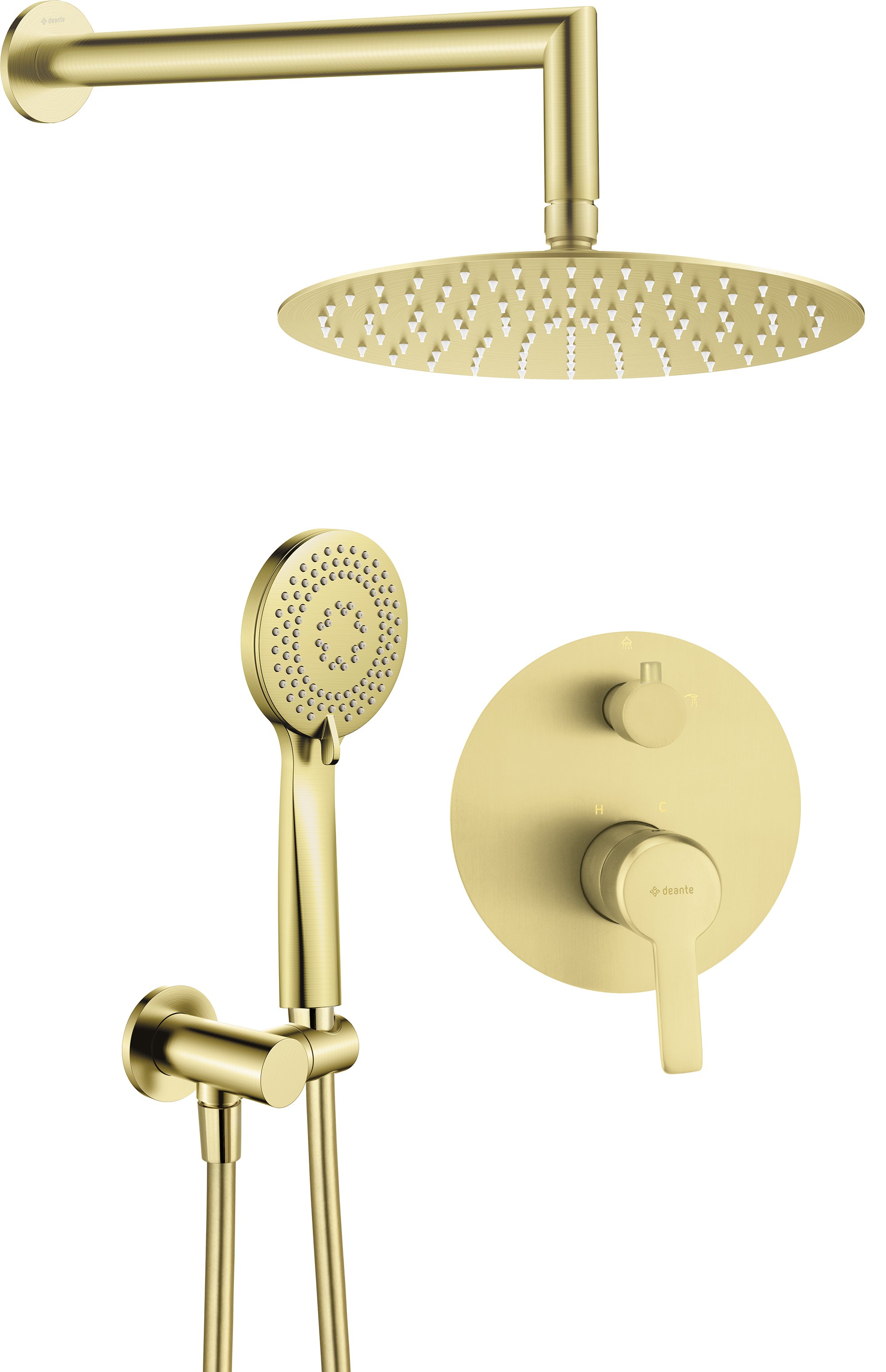Deante Arnika sprchová súprava podomietková s dažďovou sprchou zlatá NACR9QP