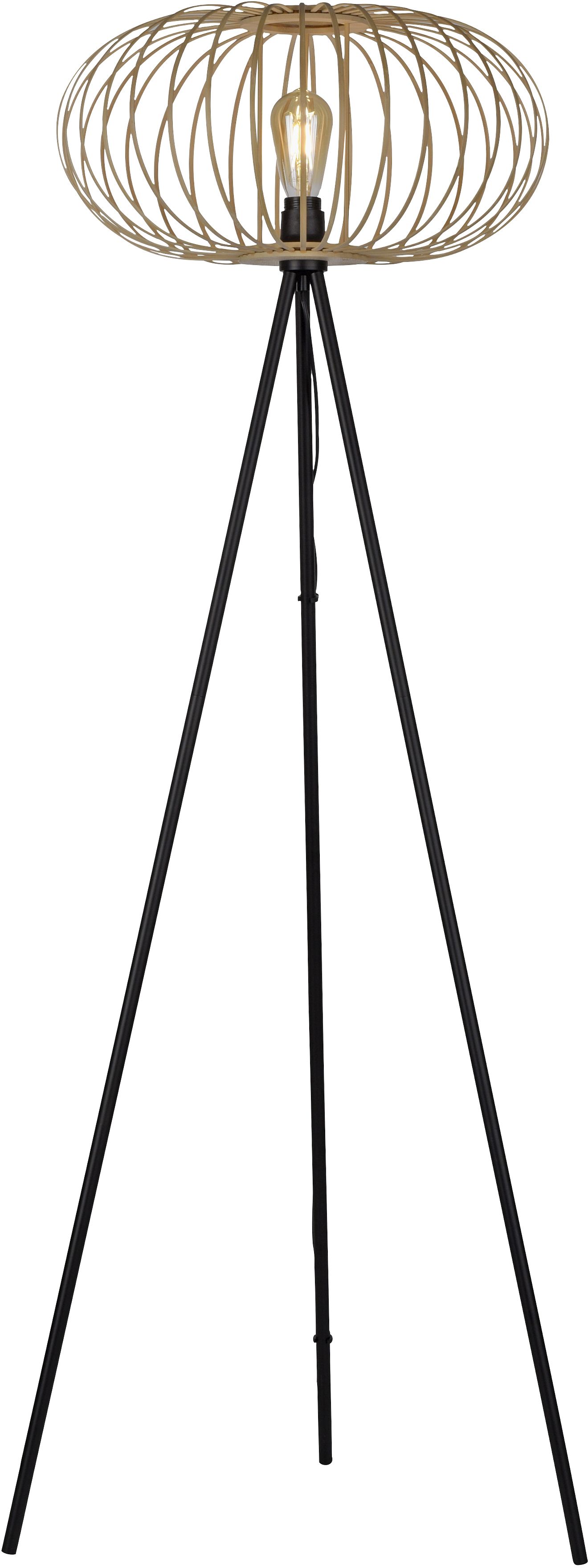 Just Light Racoon stojaca lampa 2x40 W čierna-drevo 11415-79