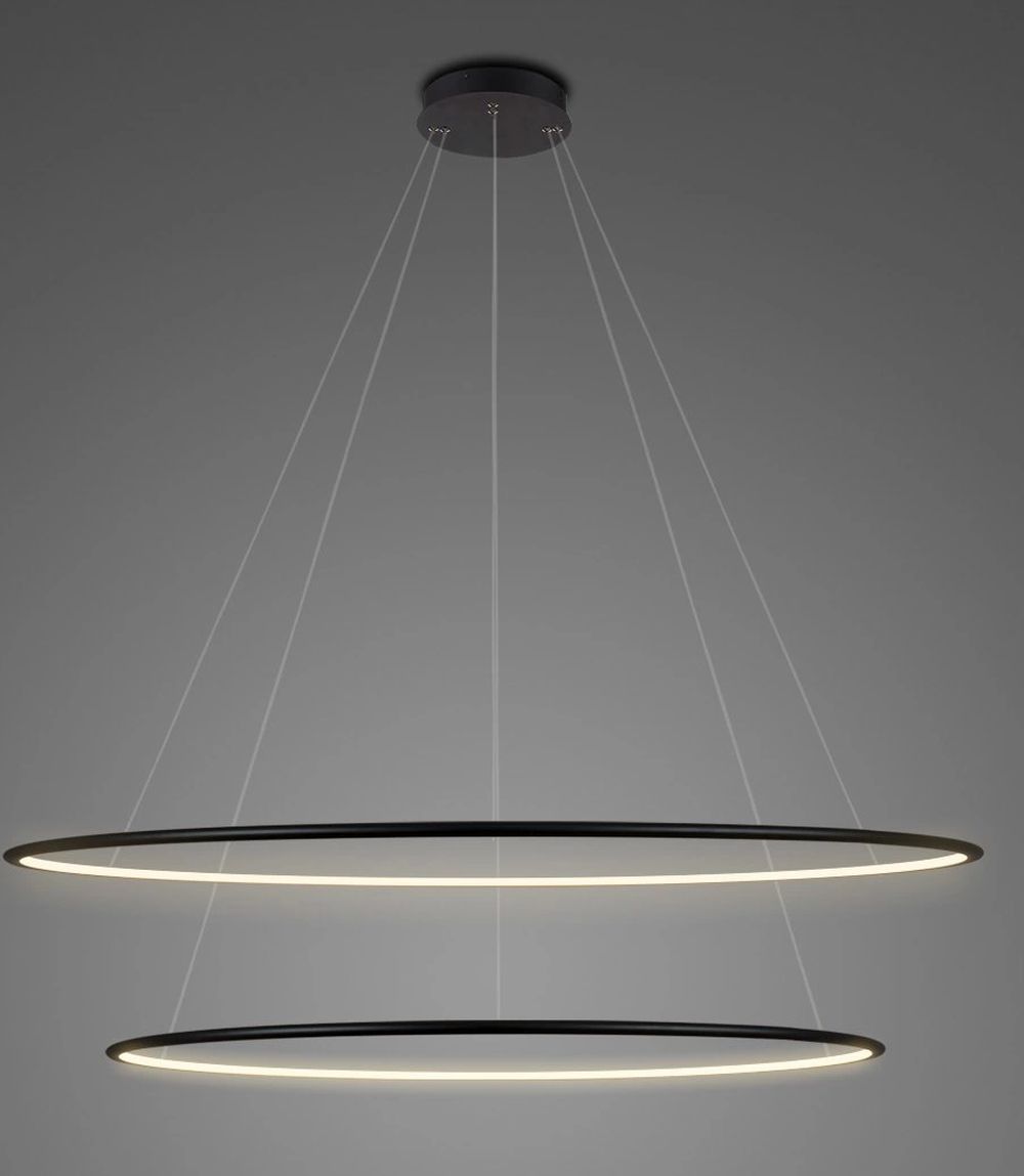 Altavola Design Ledowe Okręgi závesné svietidlo 2x68 W čierna LA074/P_100_in_4k_black_dimm