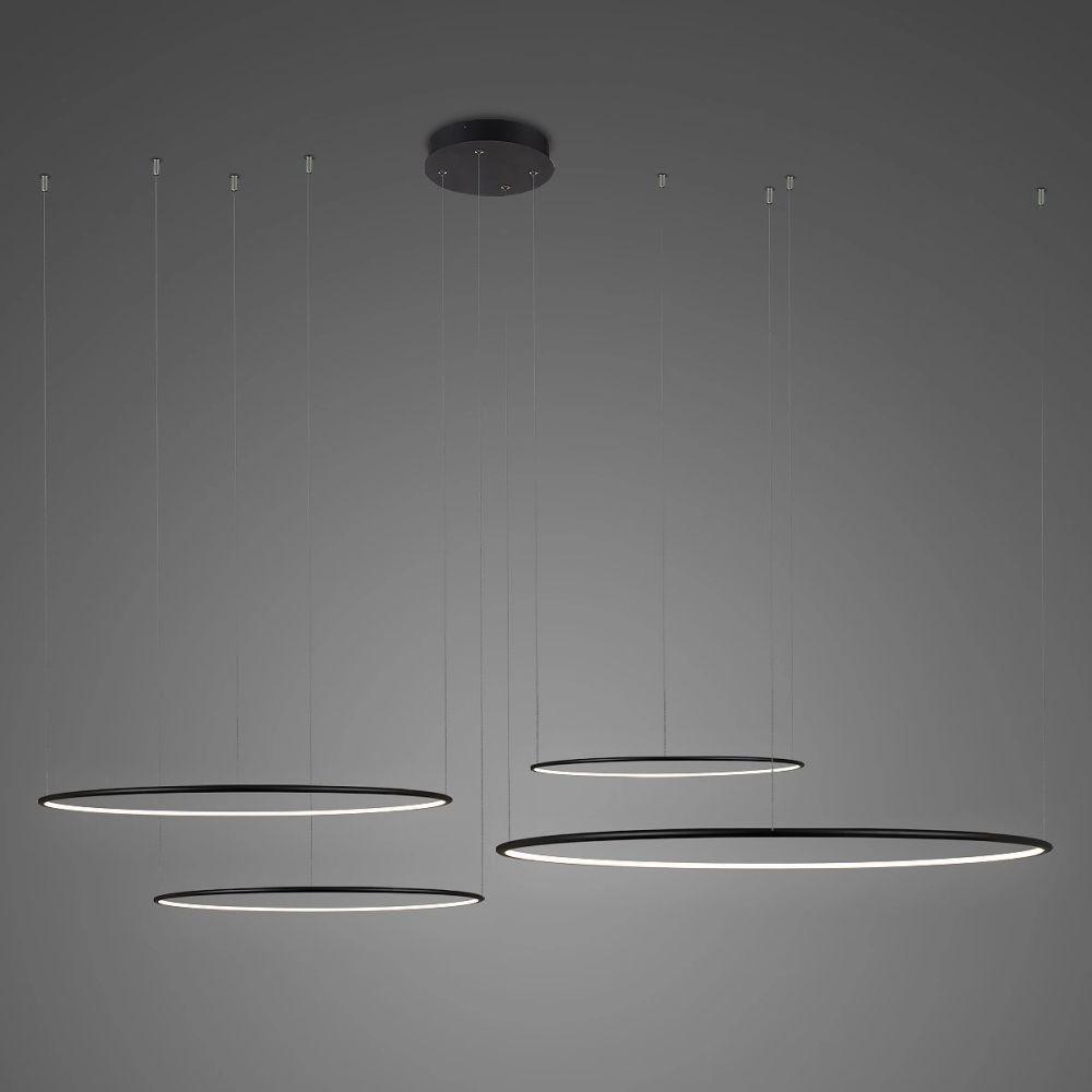 Altavola Design Ledowe Okręgi závesné svietidlo 4x152 W čierna 22116