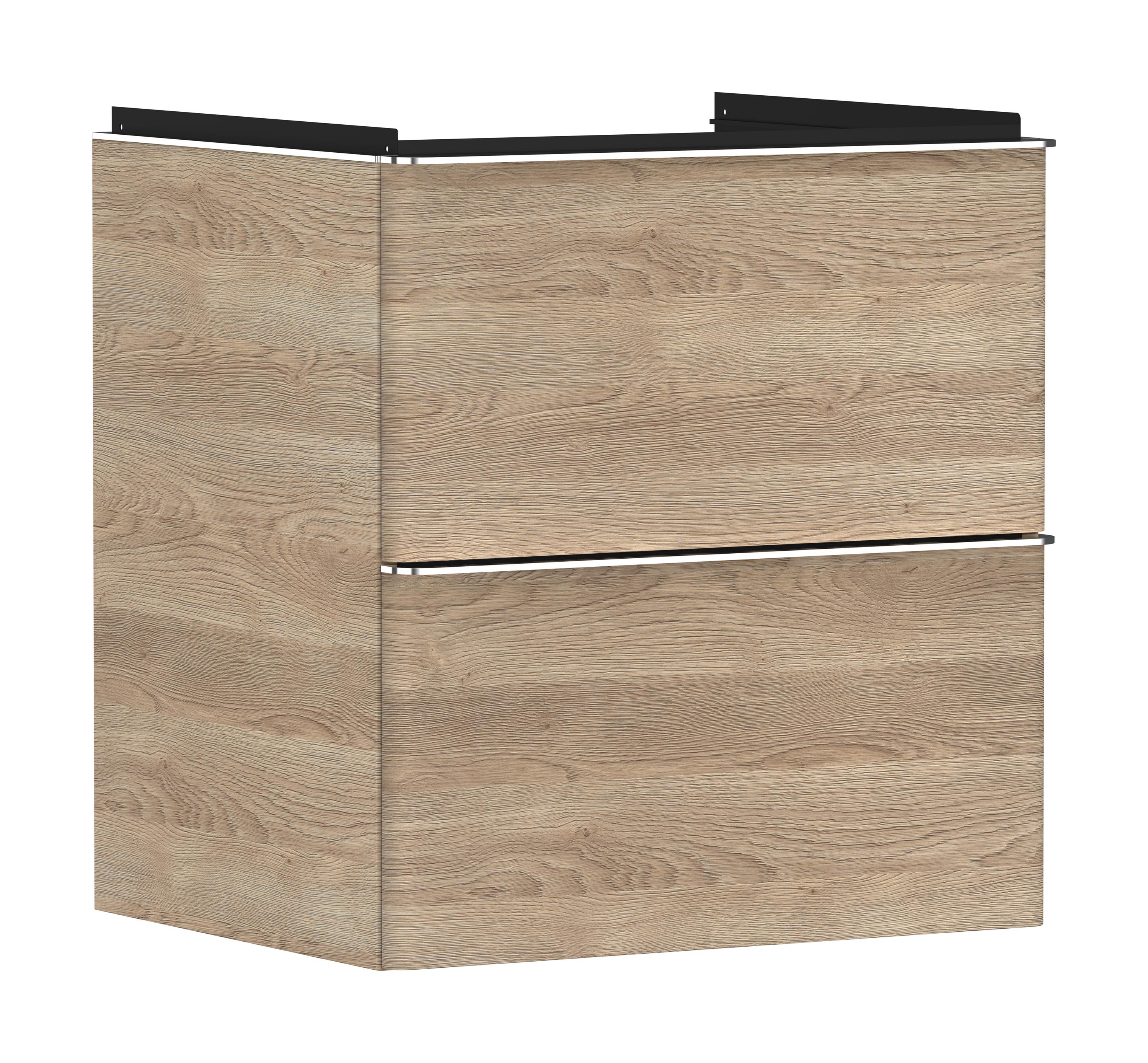 Hansgrohe Xelu Q skrinka 58x49.5x60.5 cm závesná kúpeľňová skrinka pod umývadlo dub-chrómová 54025000