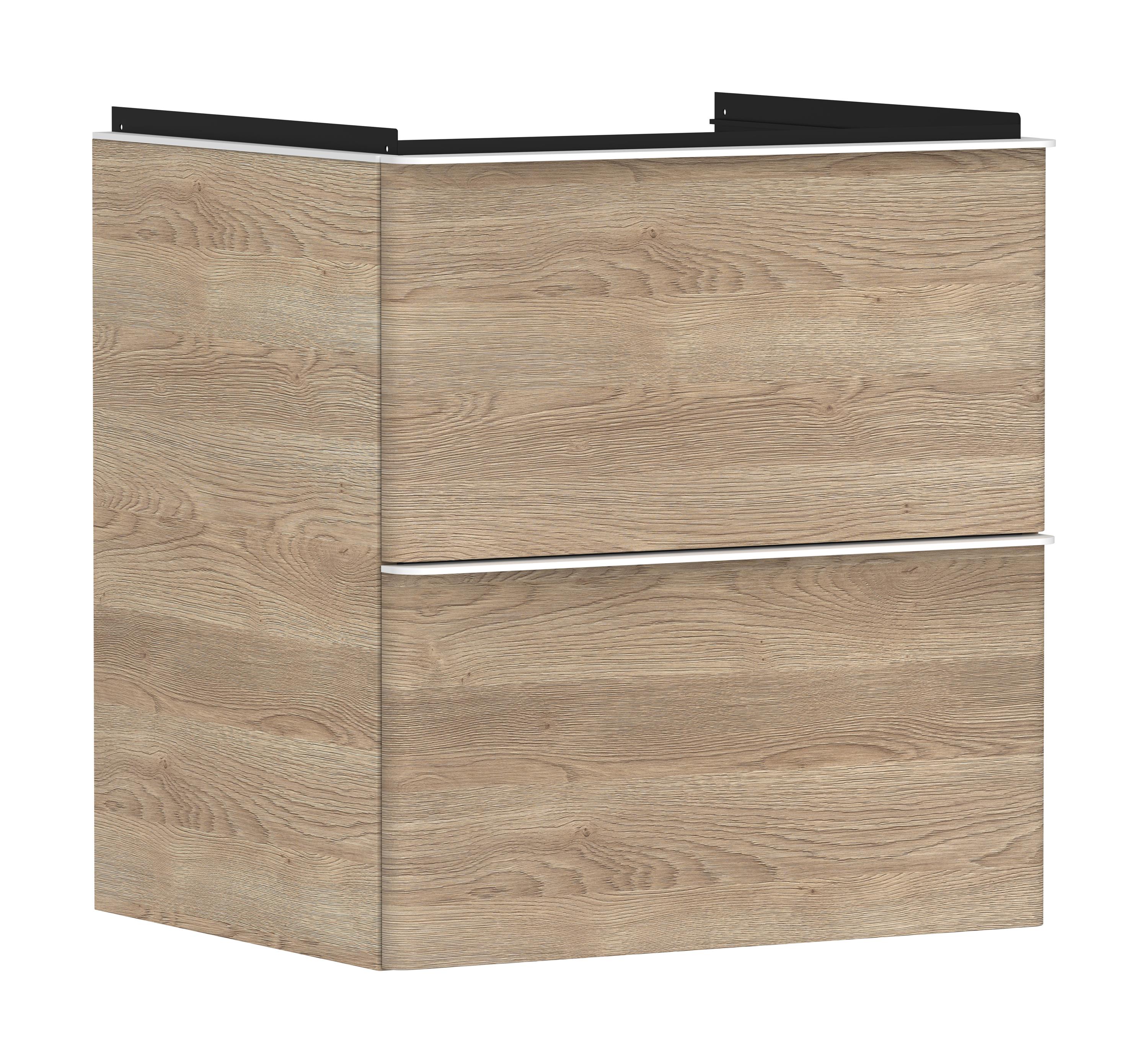 Hansgrohe Xelu Q skrinka 58x49.5x60.5 cm závesná kúpeľňová skrinka pod umývadlo biela-dub 54025700