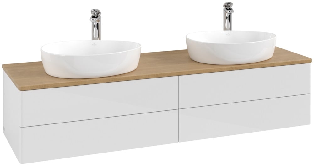 Villeroy & Boch Antao skrinka 160x50x36 cm závesná kúpeľňová skrinka pod umývadlo biela-dub K28051GF