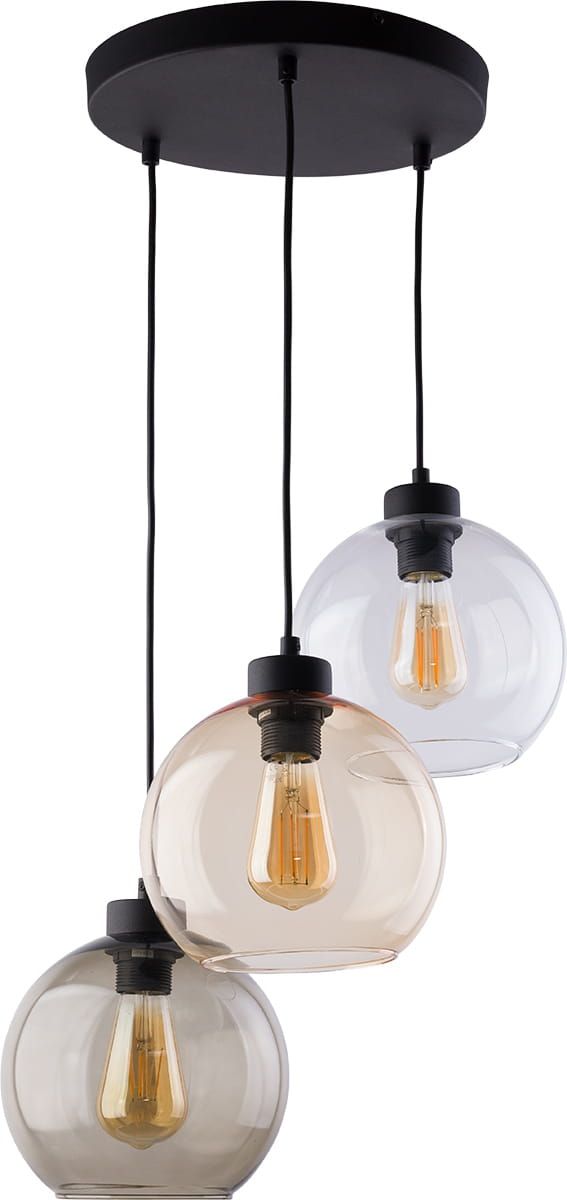 TK Lighting Cubus závesné svietidlo 3x15 W čierna-priehľadná-jantárová-grafitová 2831
