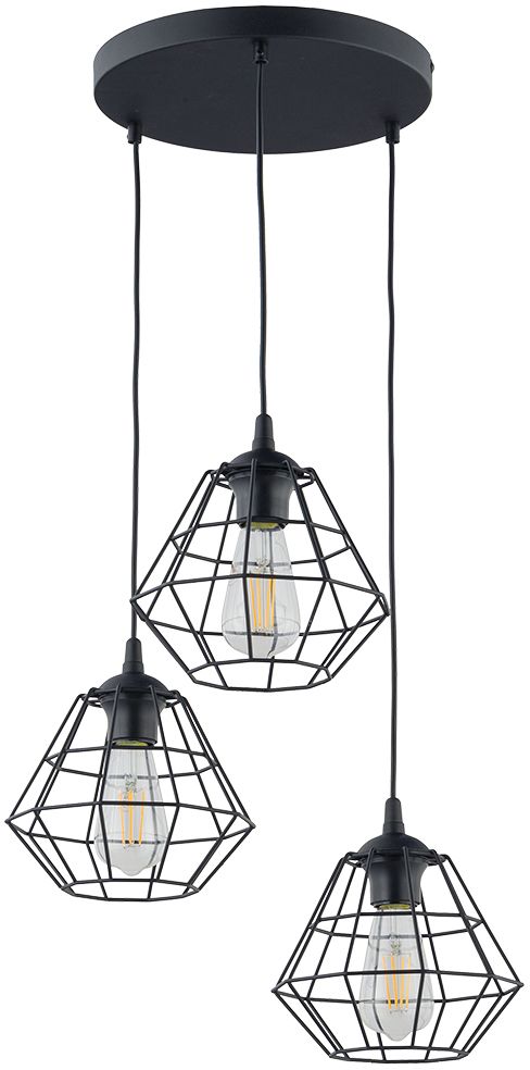 TK Lighting Diamond závesné svietidlo 3x15 W čierna 6204