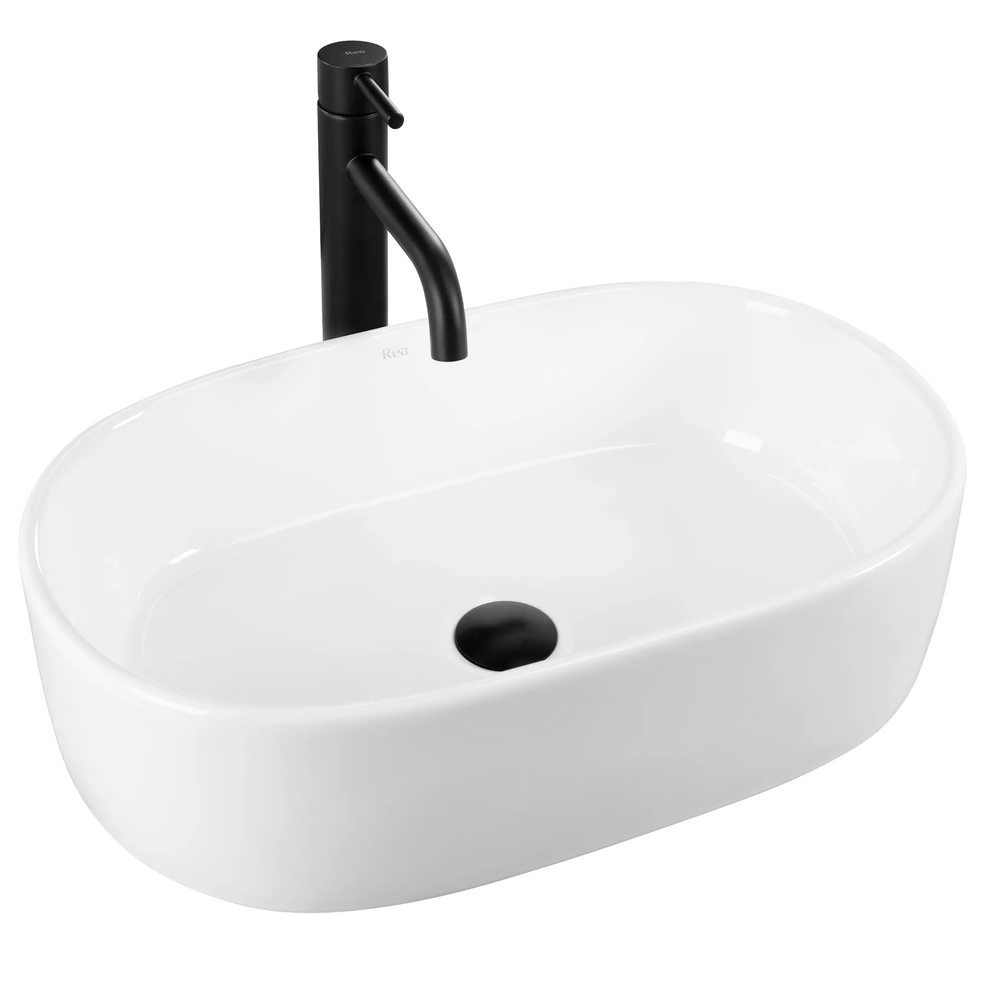 Rea umývadlo 57x36 cm oválny pultové umývadlo biela REA-U0600