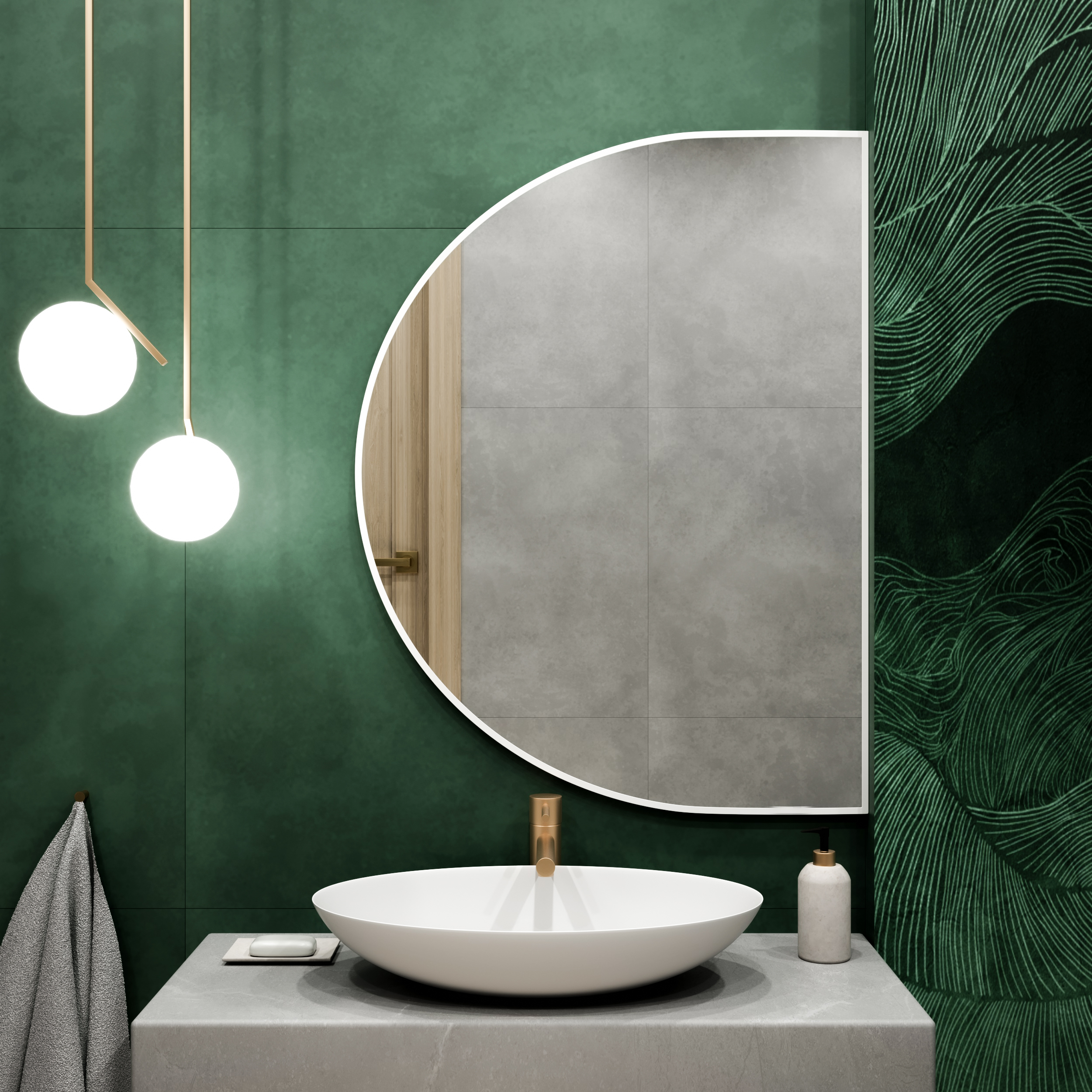 Baltica Design Tiny Border Semi Round zrkadlo 120x80 cm biela 5904107923444