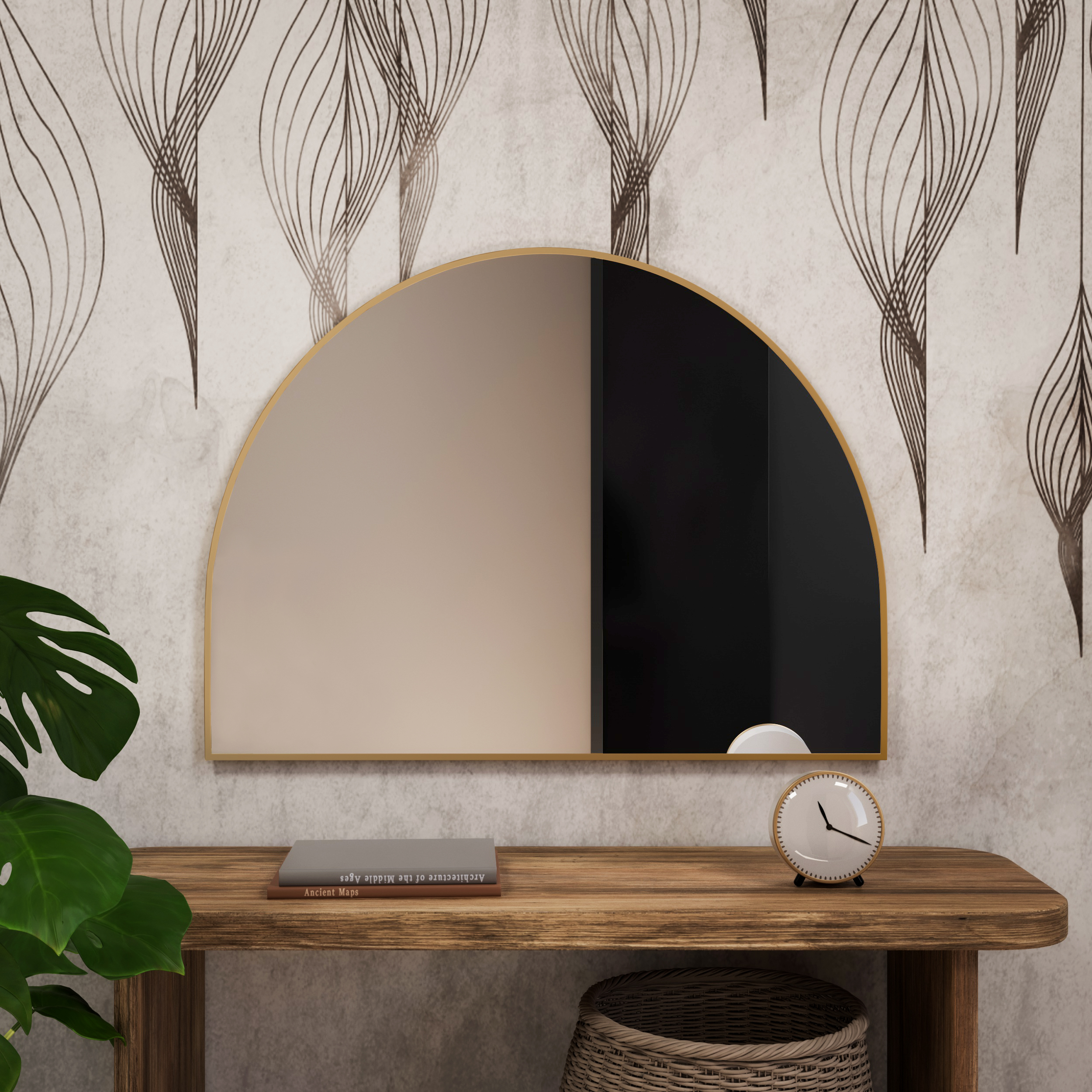 Baltica Design Tiny Border Semi Round zrkadlo 140x80 cm zlatá 5904107924212