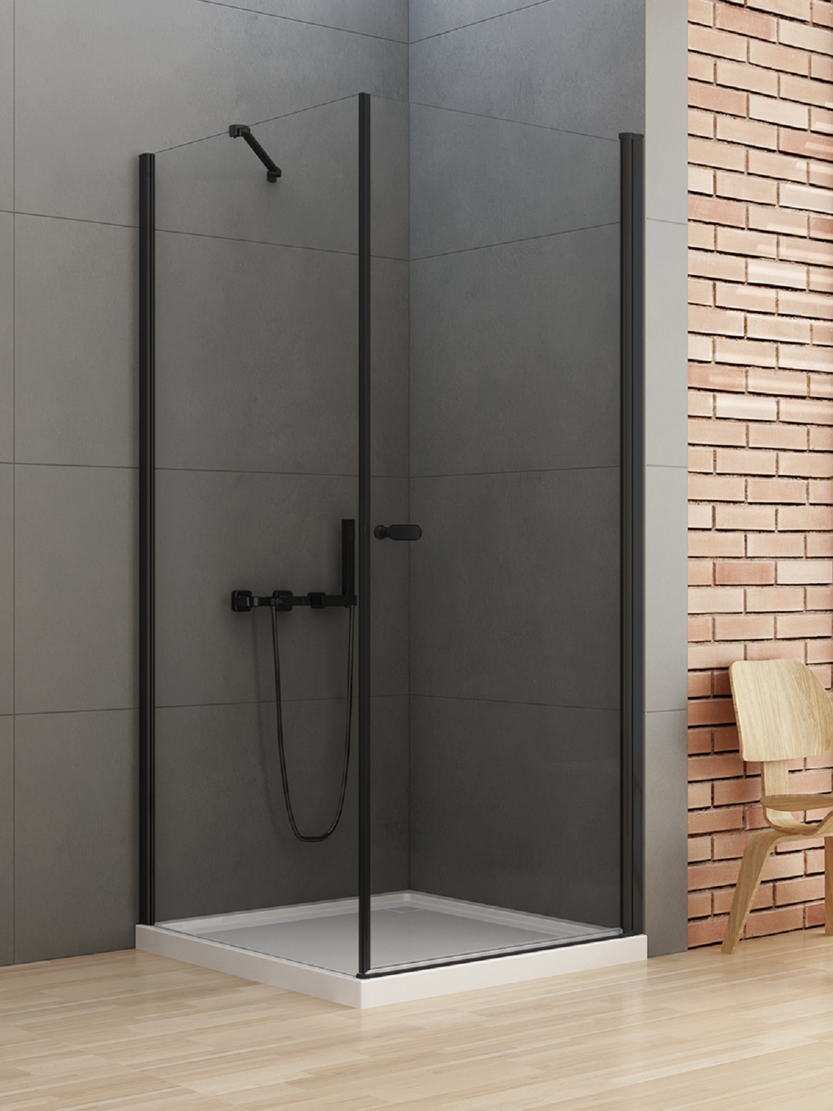 New Trendy New Soleo Black sprchovací kút 90x80 cm štvorcová čierna matné/priehľadné sklo D-0230A/D-0115B