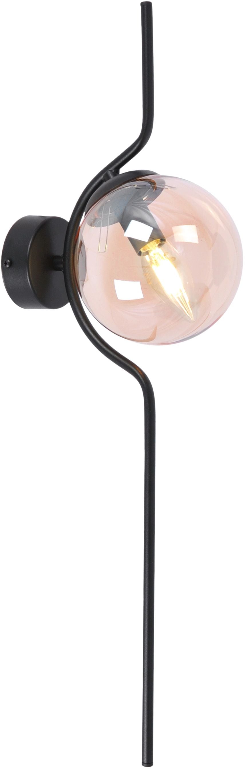 Kaja Vela nástenná lampa 1x40 W čierna-jantárová K-5336