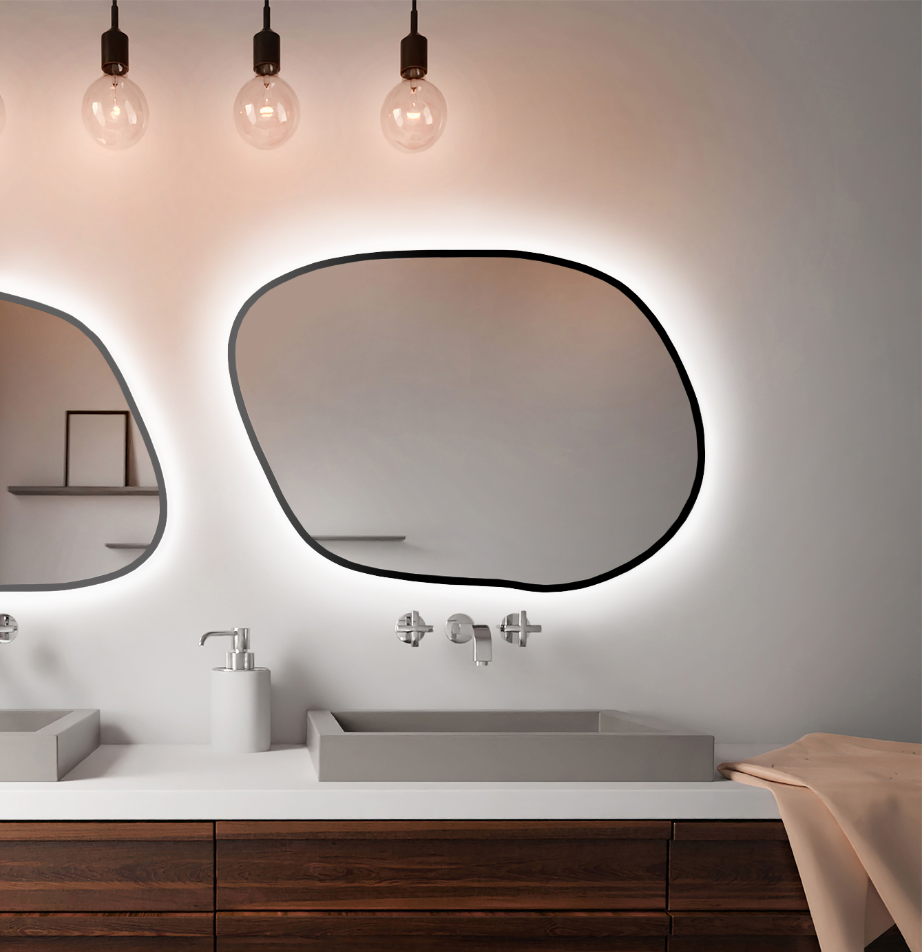 Baltica Design Bright Stain IV zrkadlo 100x71 cm s osvetlením čierna 5904107920993