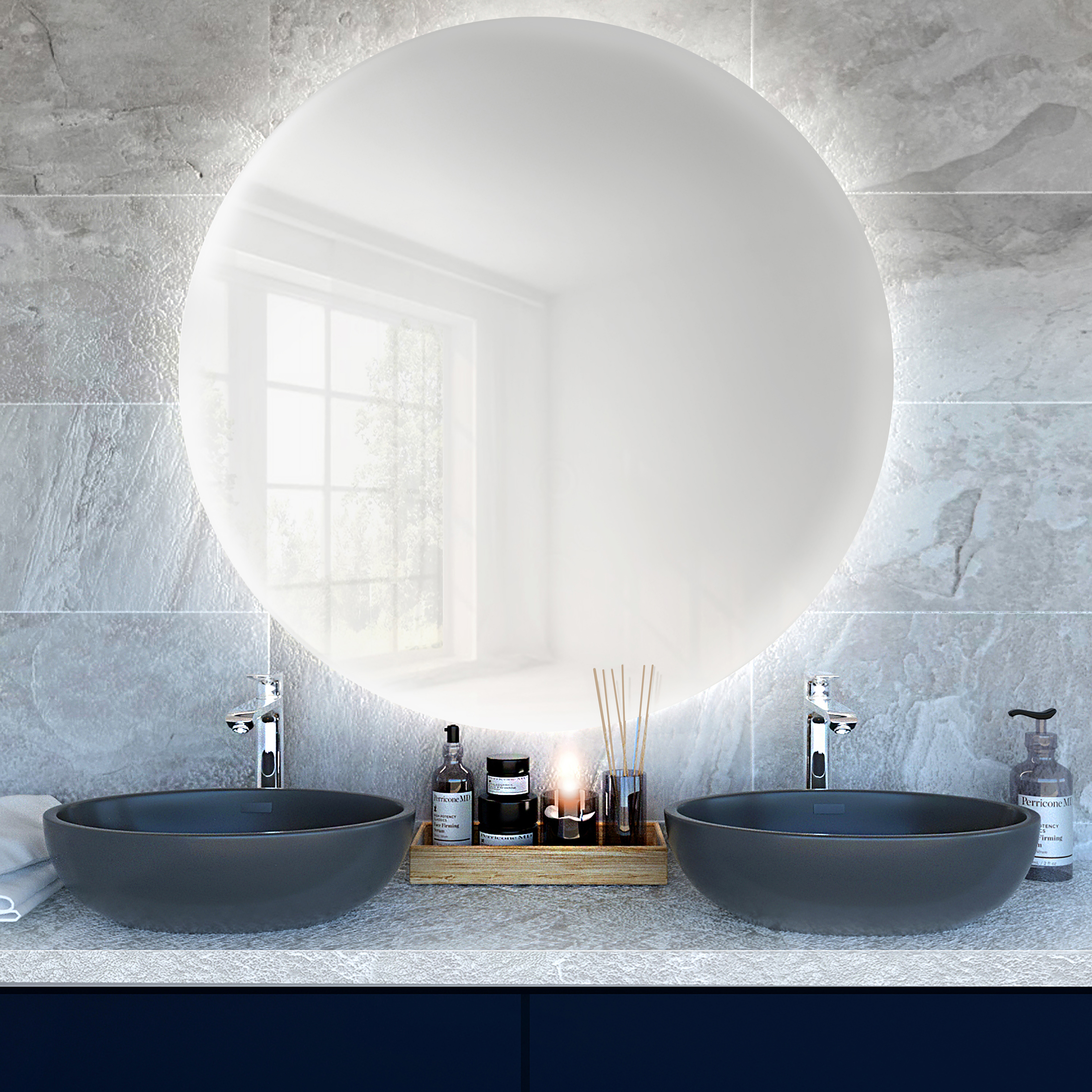 Baltica Design Bright zrkadlo 100x100 cm okrúhly s osvetlením 5904107913438