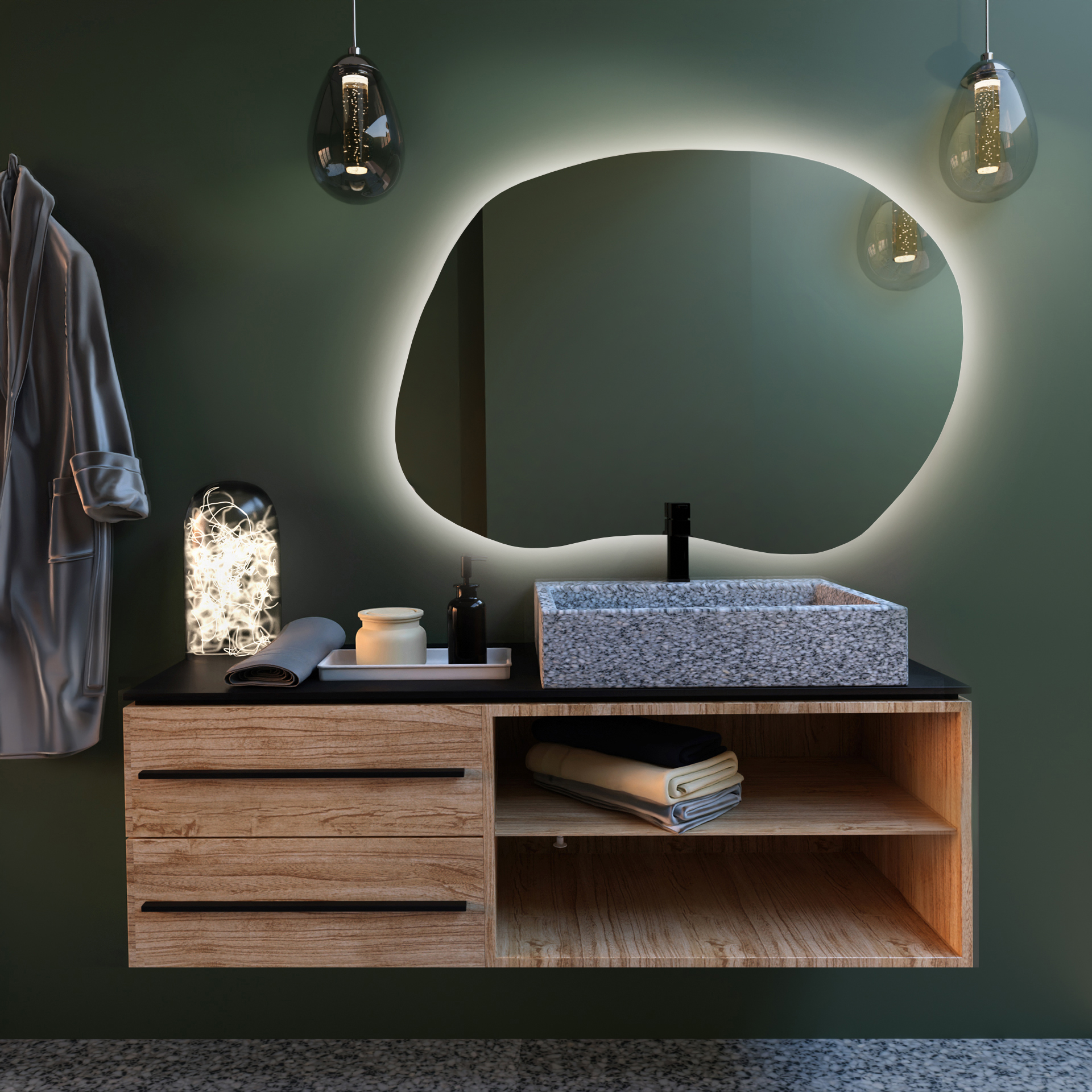Baltica Design Bright Stain II zrkadlo 90x64 cm s osvetlením 5904107914640