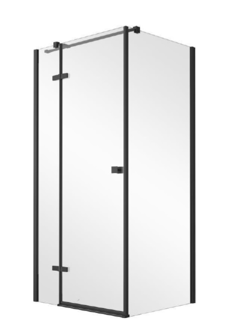 Besco Pixa Black sprchovací kút 100x90 cm štvorcová čierna matné/priehľadné sklo PPL-109-195B