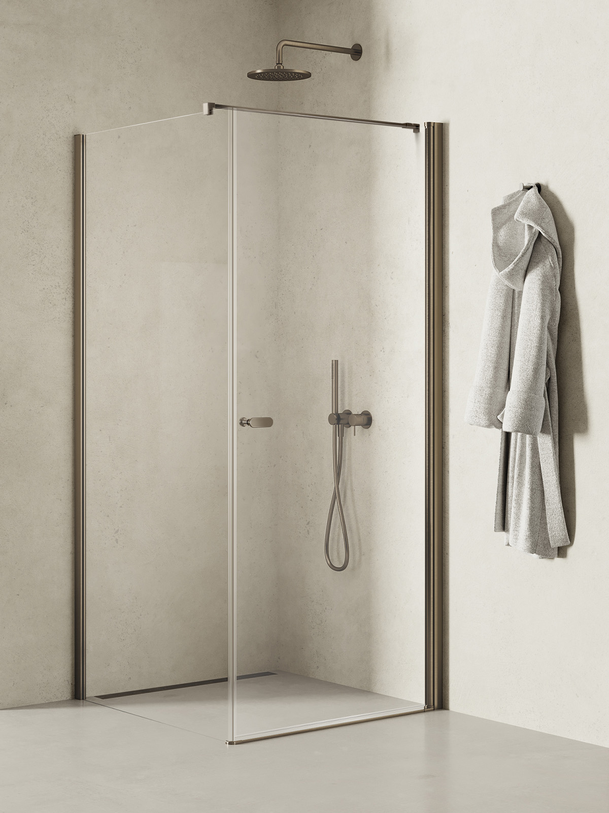 New Trendy New Soleo Gunmetal Brushed sprchovací kút 100x80 cm štvorcová grafitová brúsené/priehľadné sklo K-2144-WP