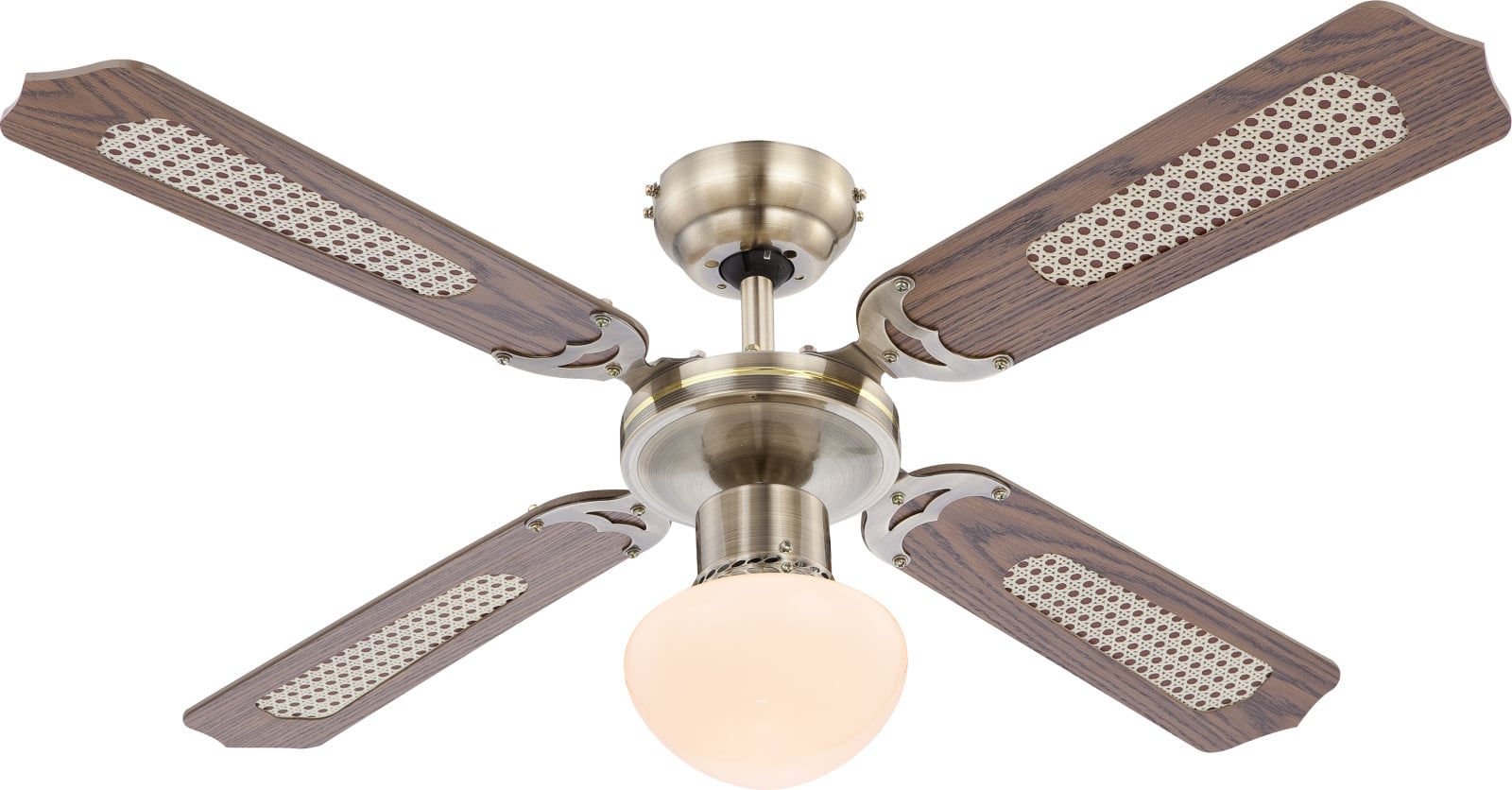 Globo Lighting Champion stropný ventilátor 1x60 W biela-mosadzná-drevená 0309