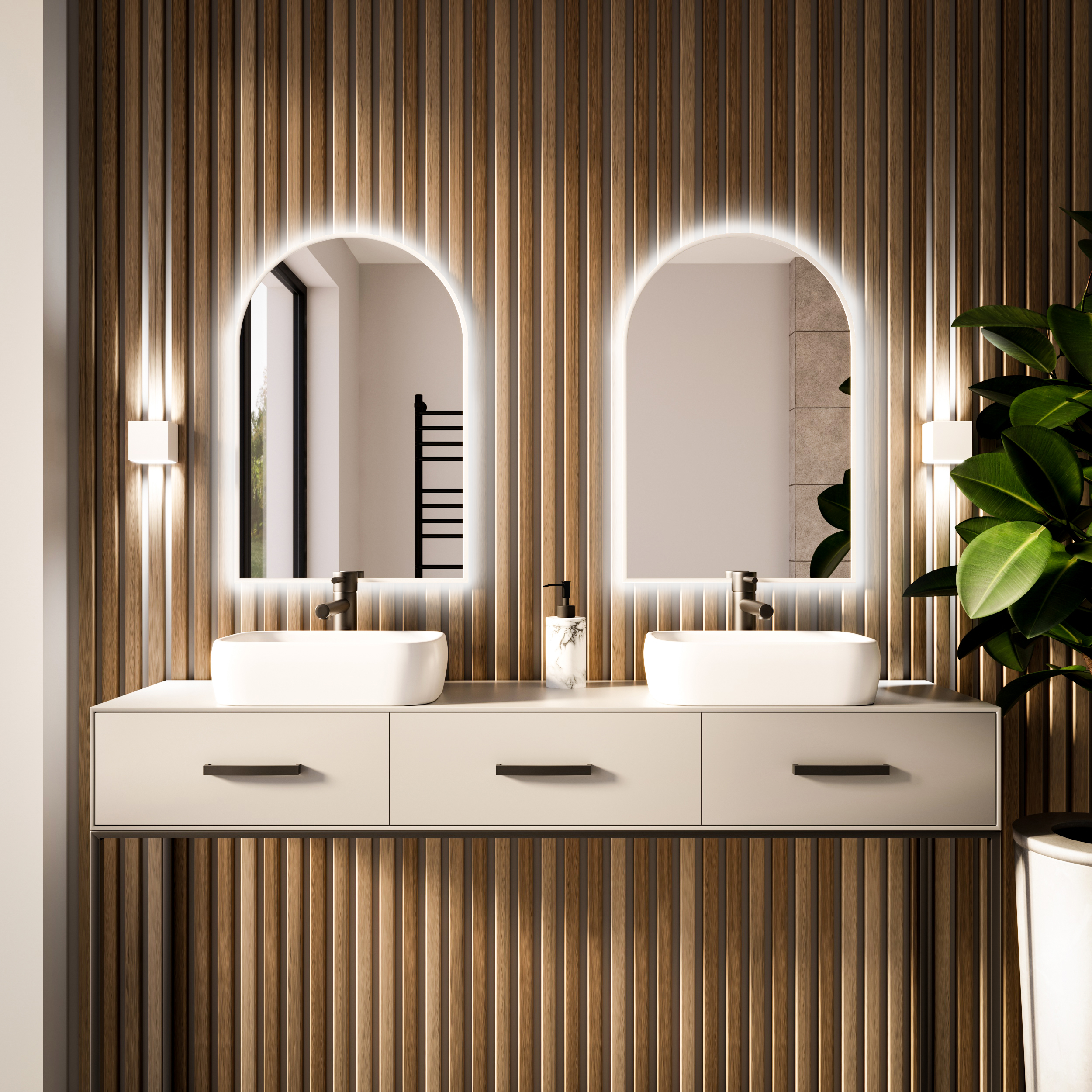 Baltica Design Tiny Border Pastille Cut zrkadlo 50x100 cm s osvetlením biela 5904107929859