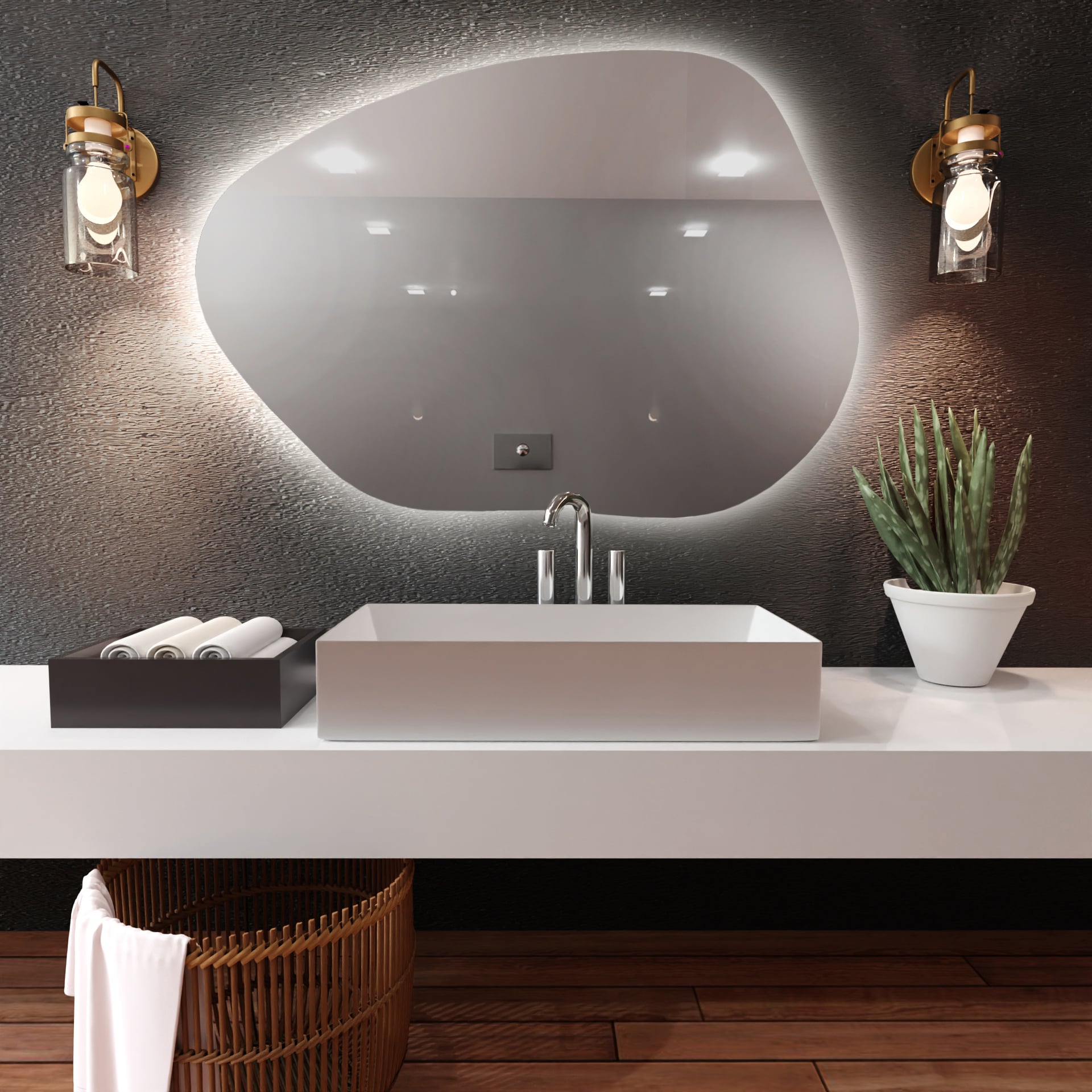 Baltica Design Bright Stain I zrkadlo 80x57 cm s osvetlením 5904107914480
