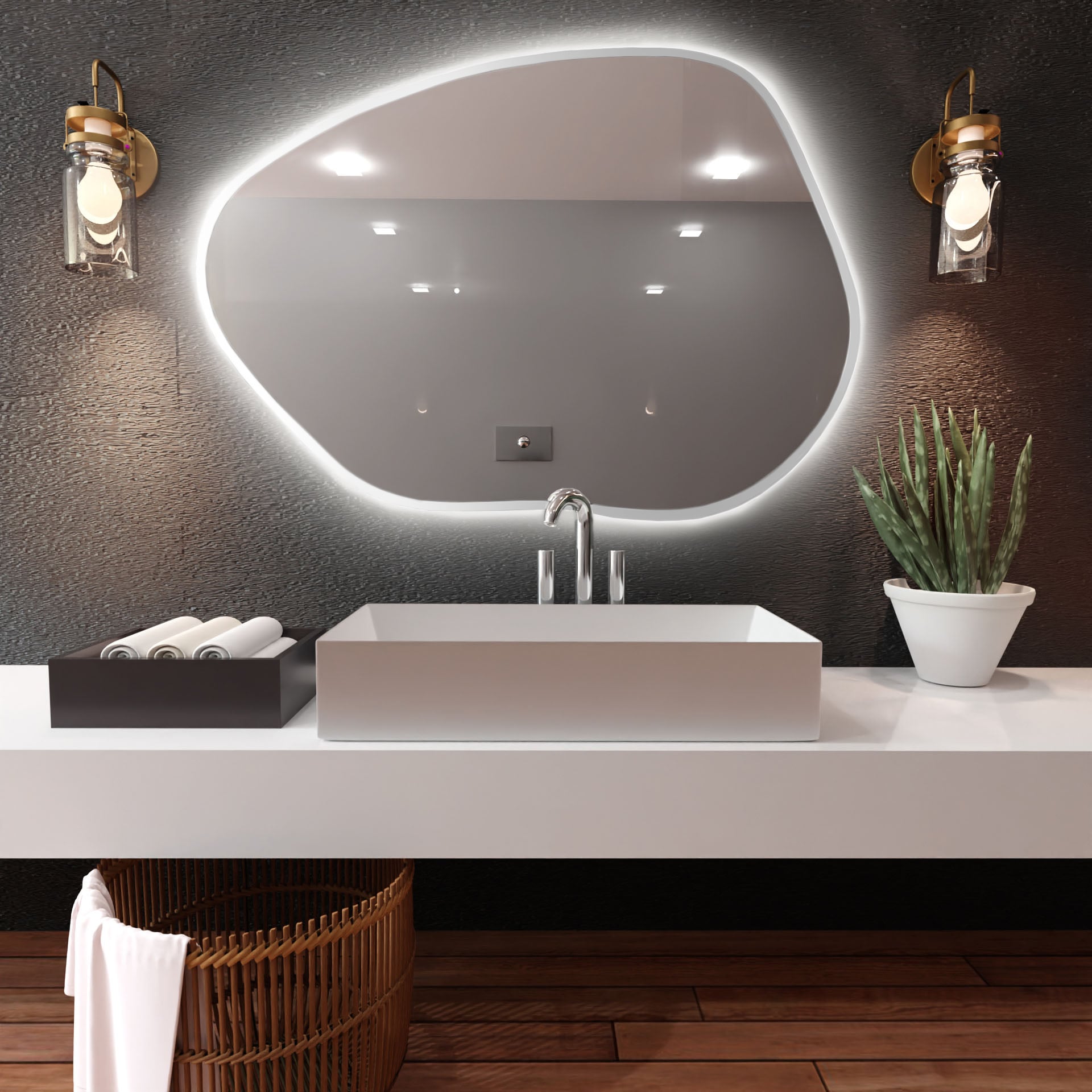 Baltica Design Bright Stain I zrkadlo 100x72 cm s osvetlením biela 5904107918662