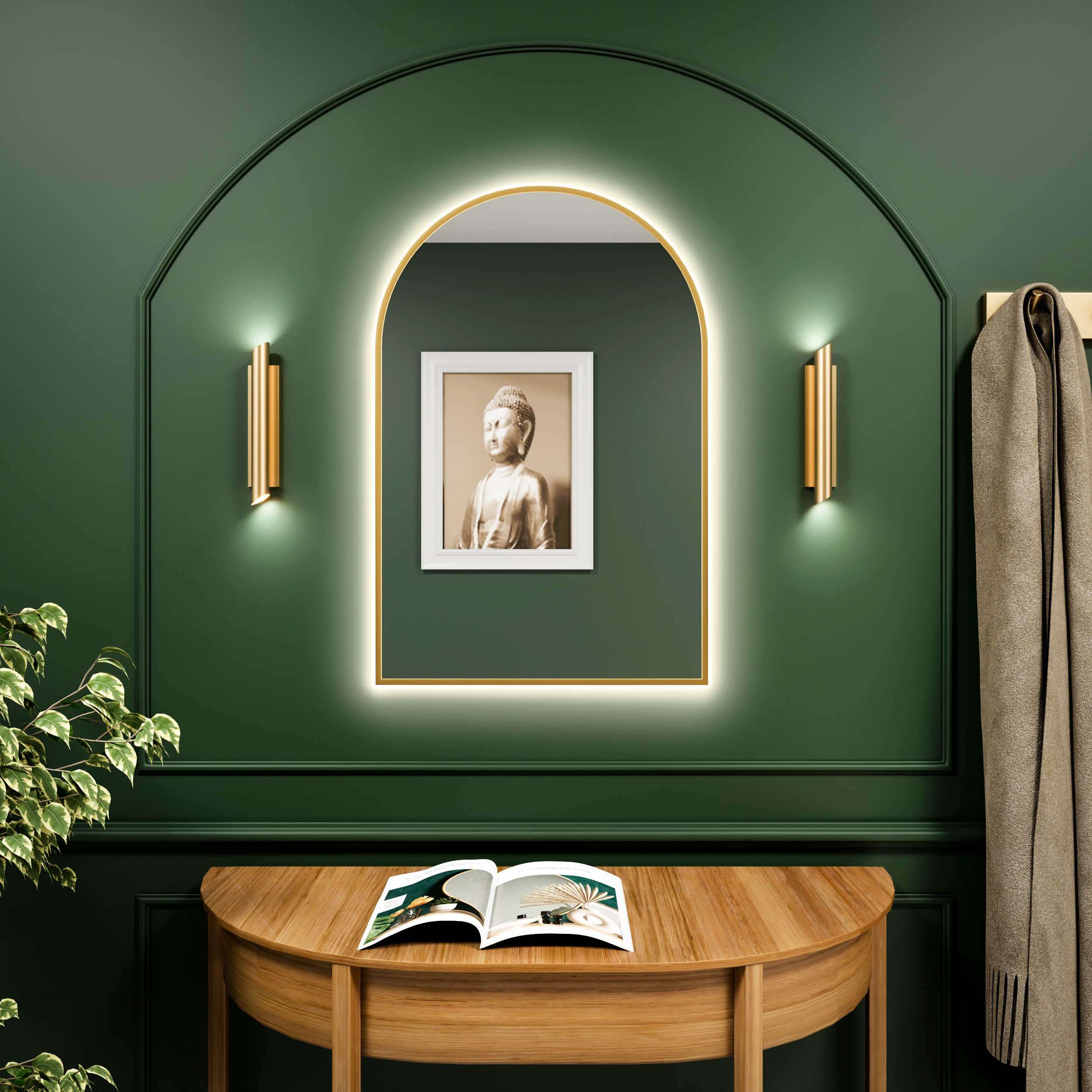 Baltica Design Tiny Border Pastille Cut zrkadlo 50x90 cm s osvetlením zlatá 5904107929705