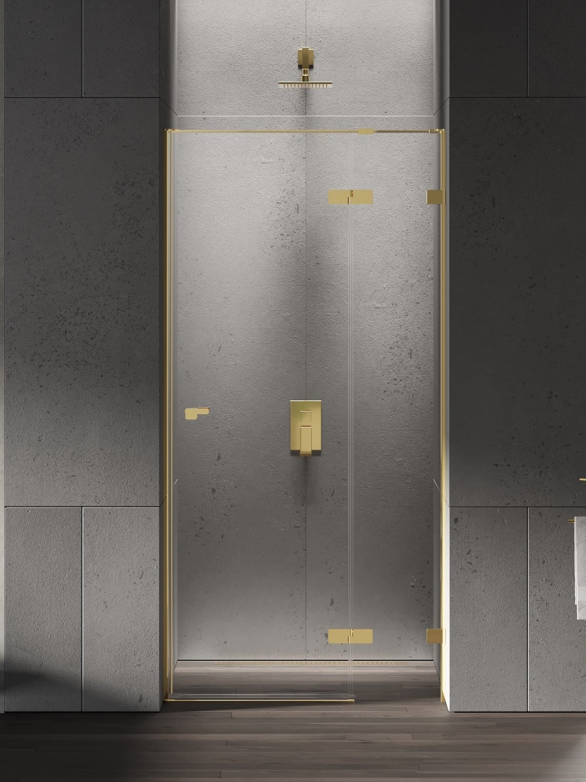 New Trendy Eventa Gold Shine sprchové dvere 100 cm výklopné zlatá lesklá/priehľadné sklo EXK-4676