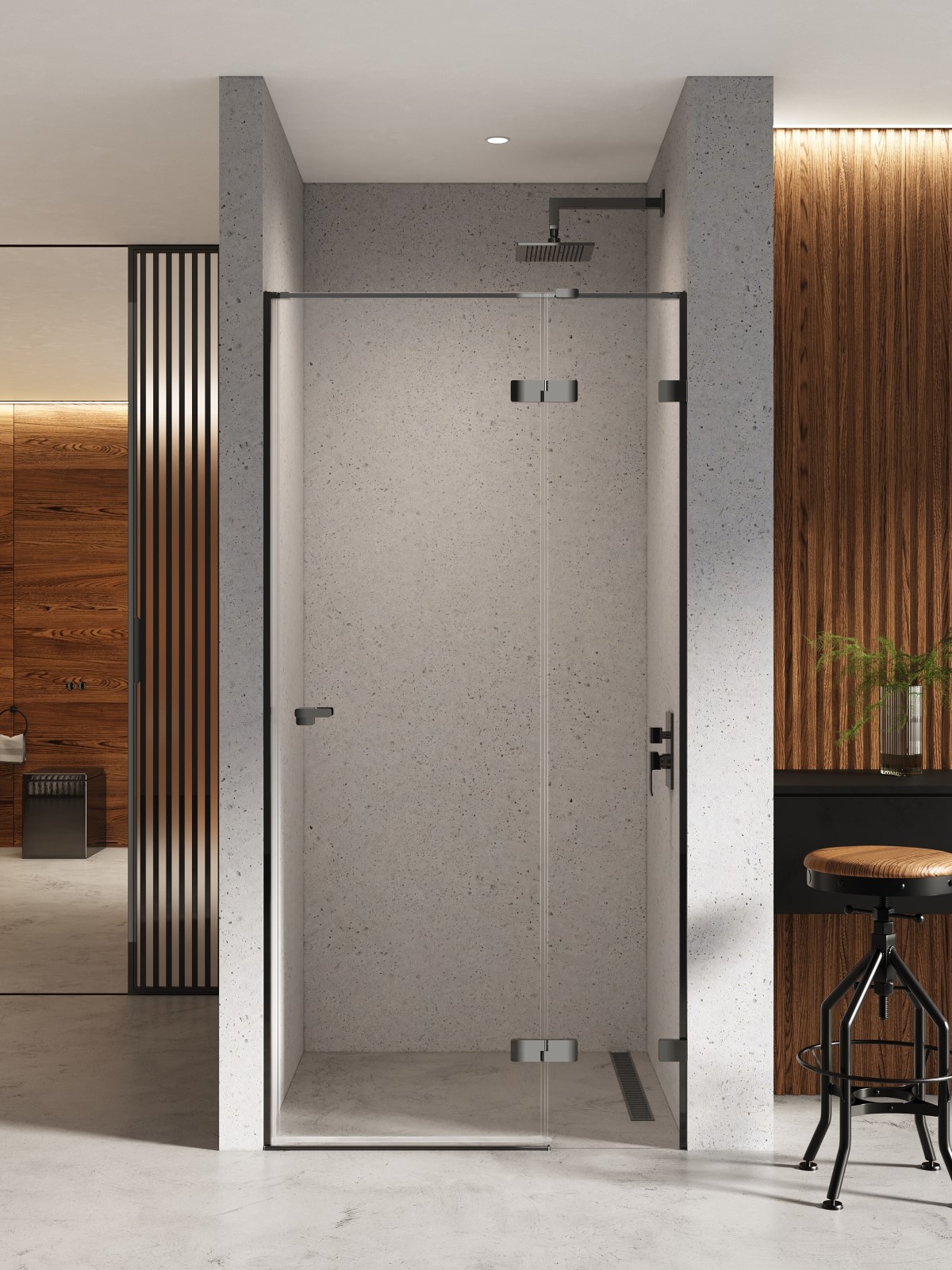 New Trendy Eventa Black Chrome sprchové dvere 120 cm výklopné čierna lesklá/priehľadné sklo EXK-6136
