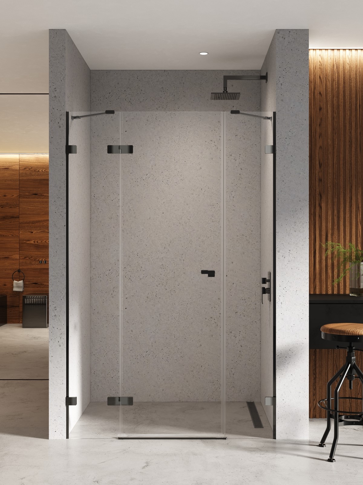 New Trendy Eventa Black Chrome sprchové dvere 170 cm výklopné čierna lesklá/priehľadné sklo EXK-6143