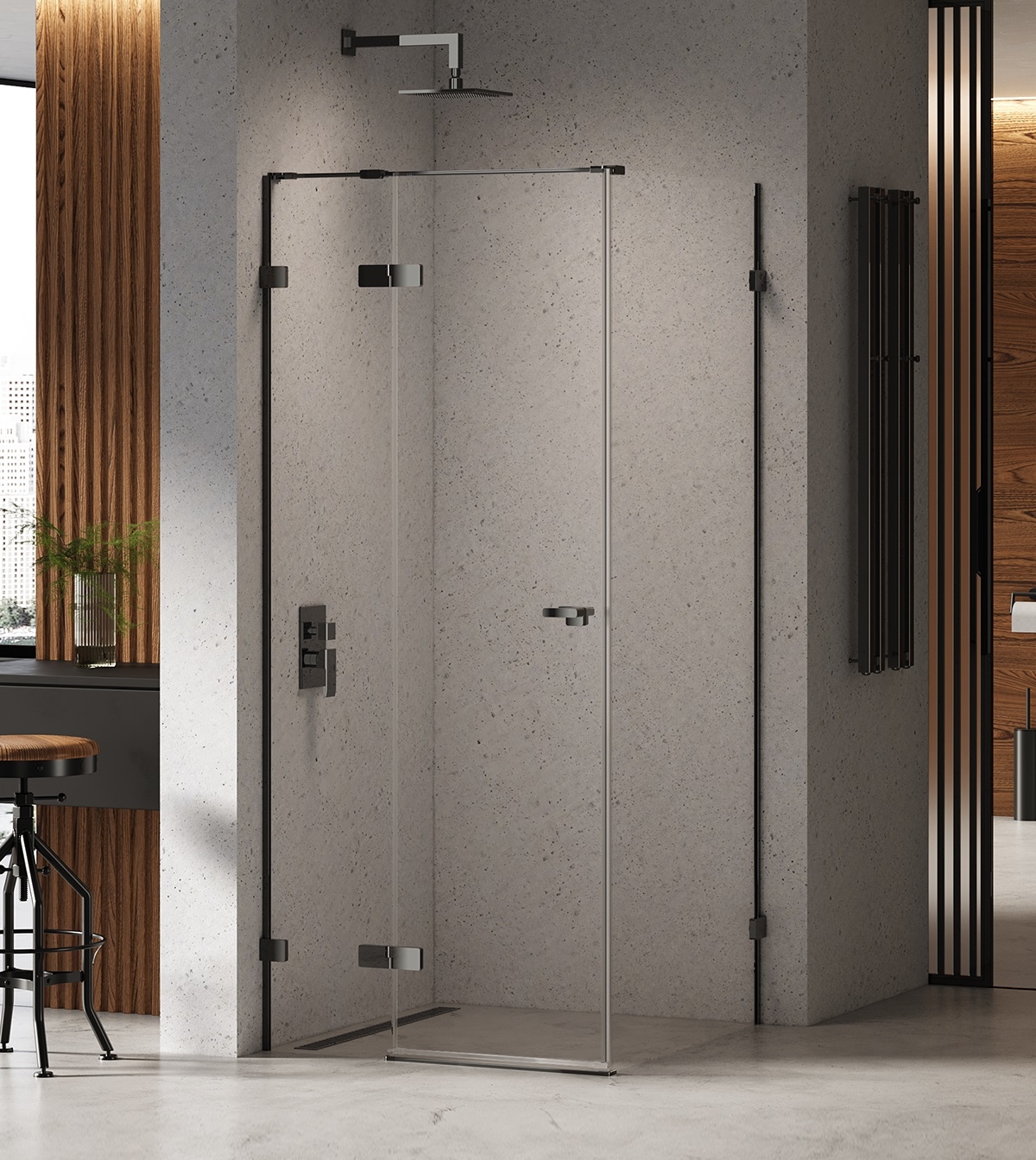 New Trendy Eventa Black Chrome sprchovací kút 80x80 cm obdĺžniková čierna lesklé/priehľadné sklo EXK-6146