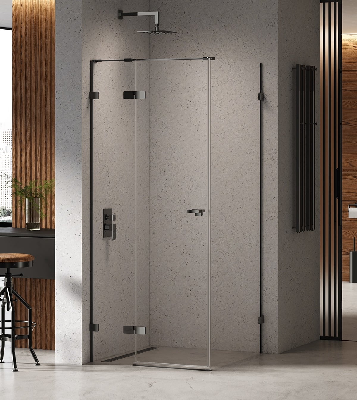 New Trendy Eventa Black Chrome sprchovací kút 110x80 cm štvorcová čierna lesklé/priehľadné sklo EXK-6149