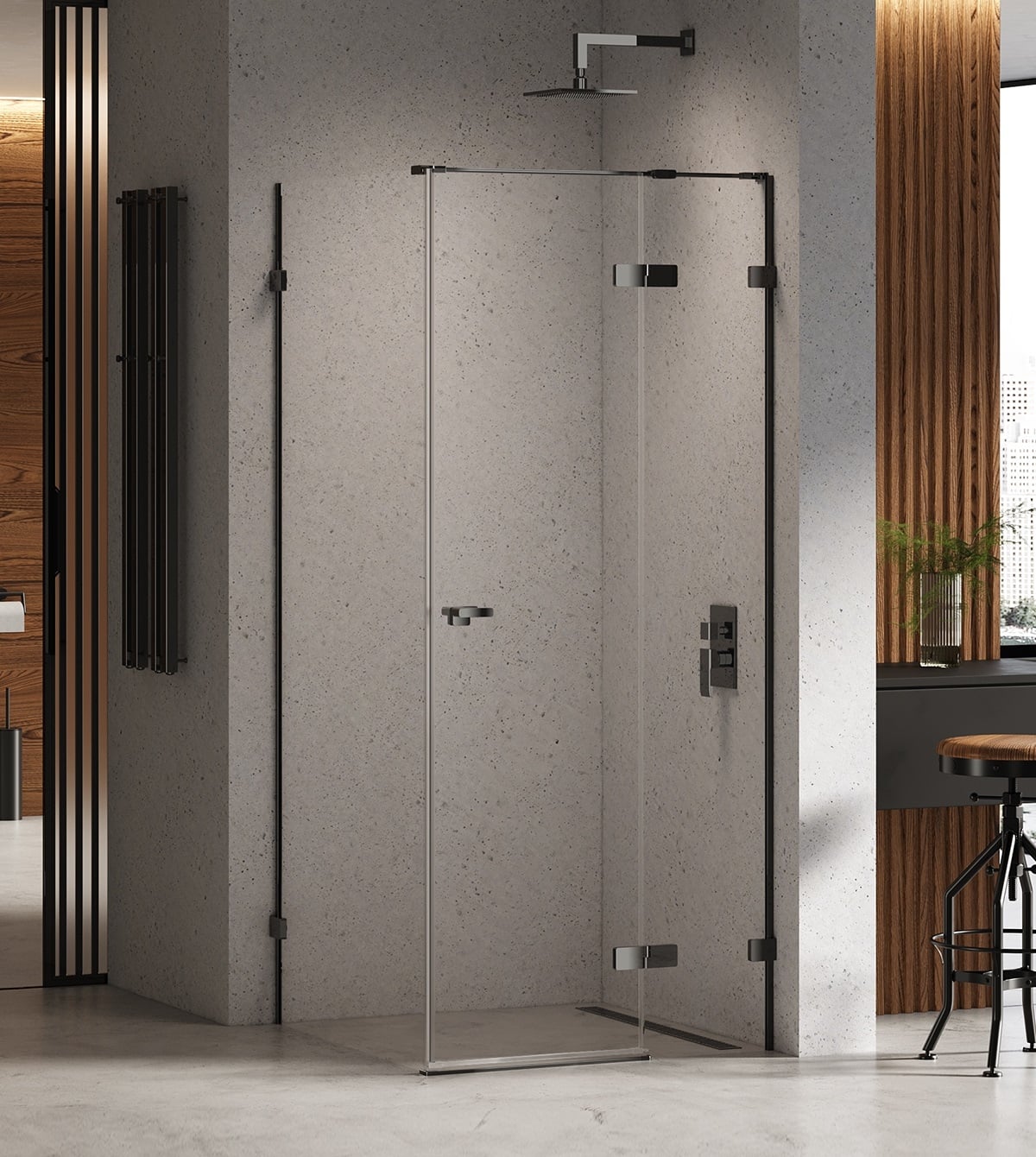 New Trendy Eventa Black Chrome sprchovací kút 100x90 cm štvorcová čierna lesklé/priehľadné sklo EXK-6184