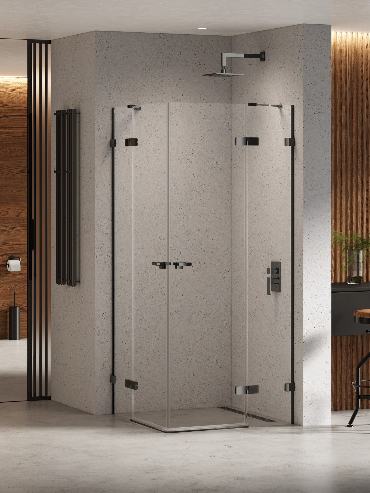 New Trendy Eventa Black Chrome sprchovací kút 100x90 cm štvorcová čierna lesklé/priehľadné sklo EXK-6216