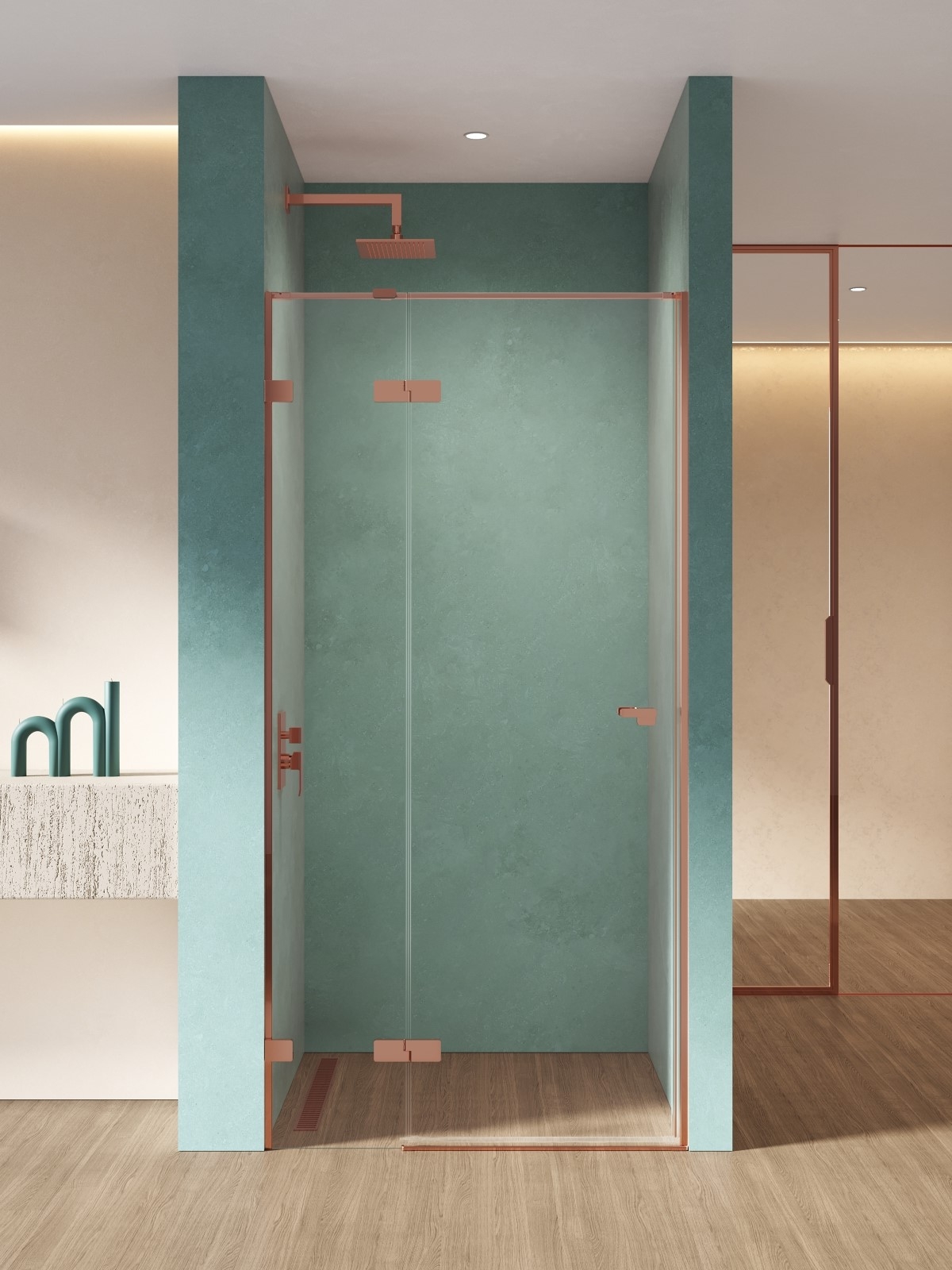 New Trendy Eventa Copper Shine sprchové dvere 80 cm výklopné medená lesklá/priehľadné sklo EXK-6352